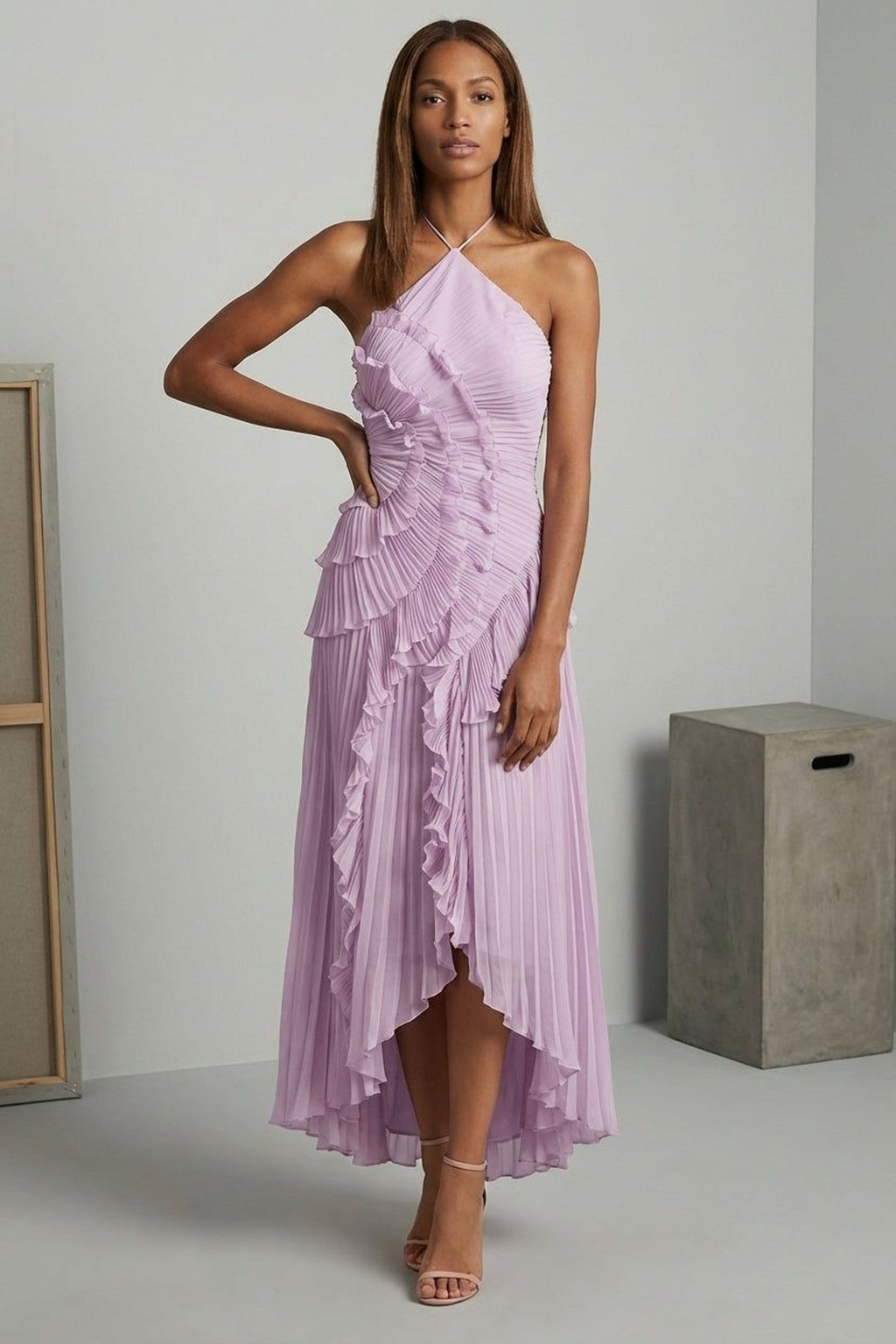 Amélie Trent | Women's Halter Ruffled Maxi Gown