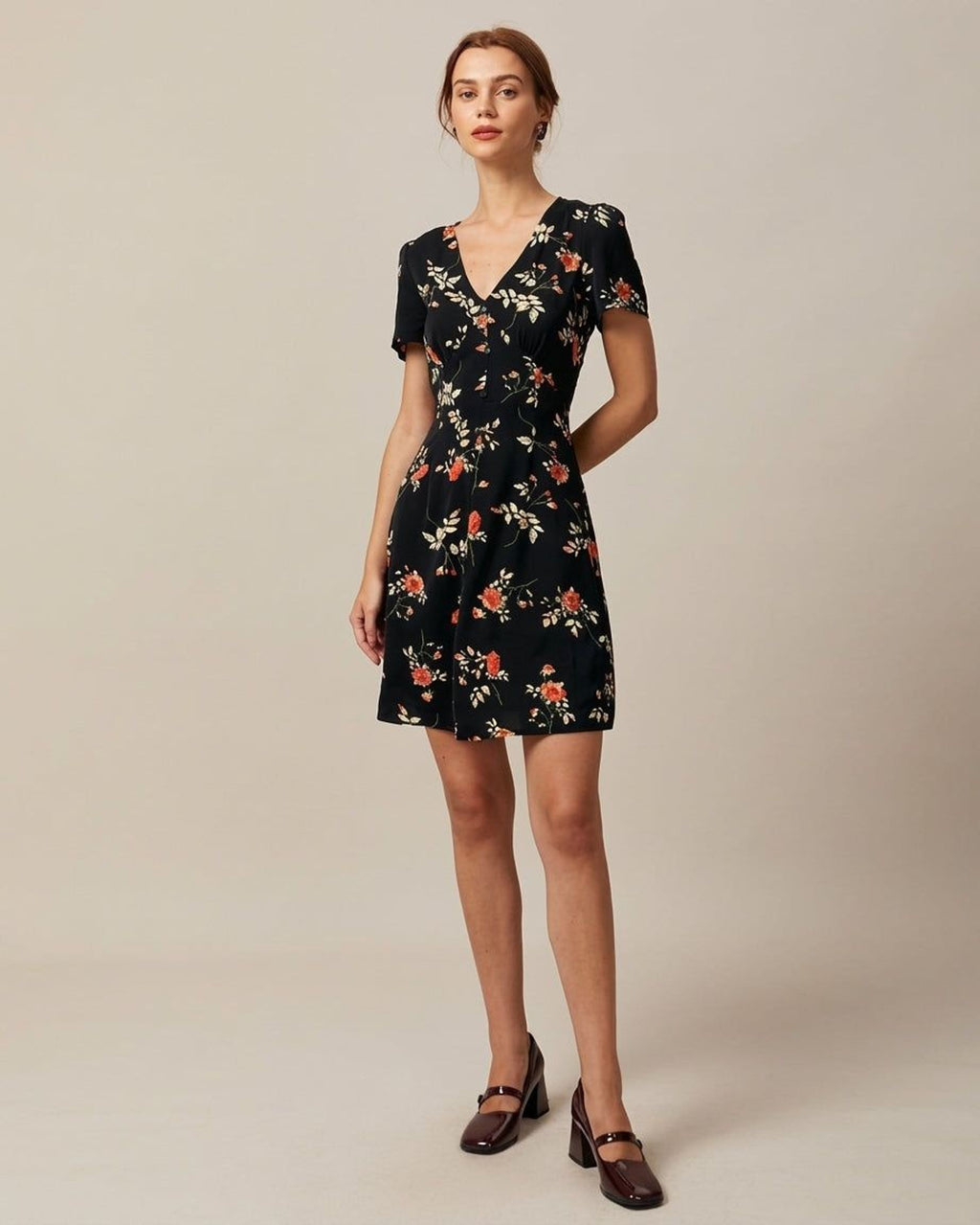 Isabelle Varn | Women's Floral Button-Up Mini Dress