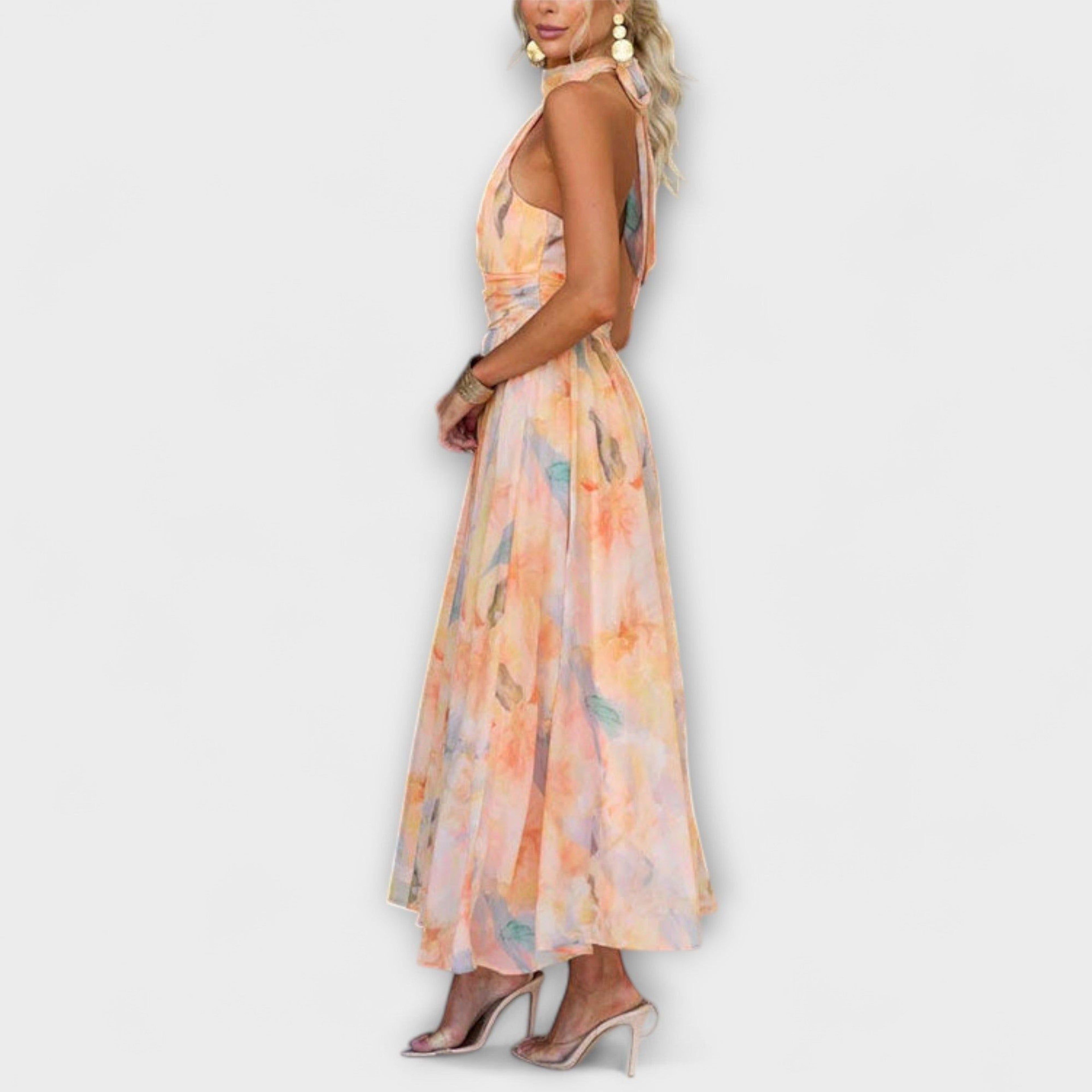 Elodie Vira | Women's Backless Peach Maxi Dress
