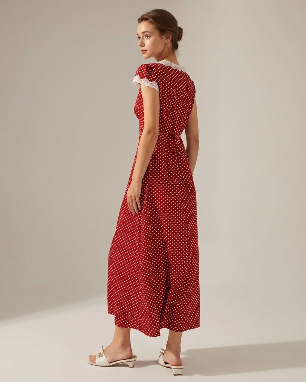 Elara Voss | Women's Ankle Length Polka Dot Maxi Dress