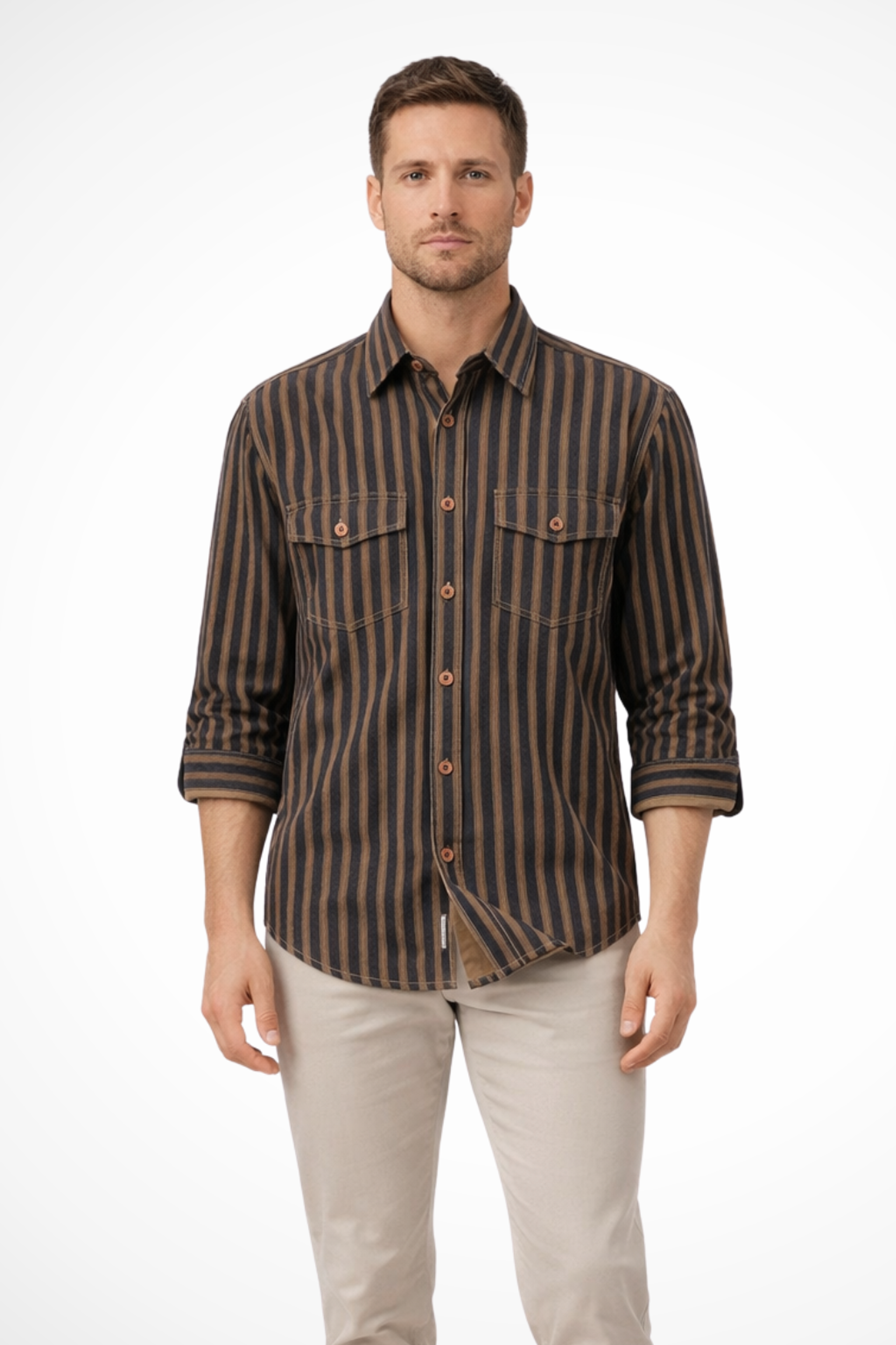 Lucian Breck | Men's Loose Fit Striped Shirt