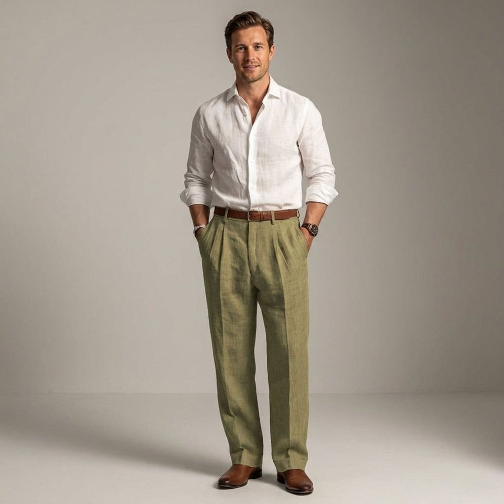 Luca Fint | Men's Relaxed Fit Linen Trousers