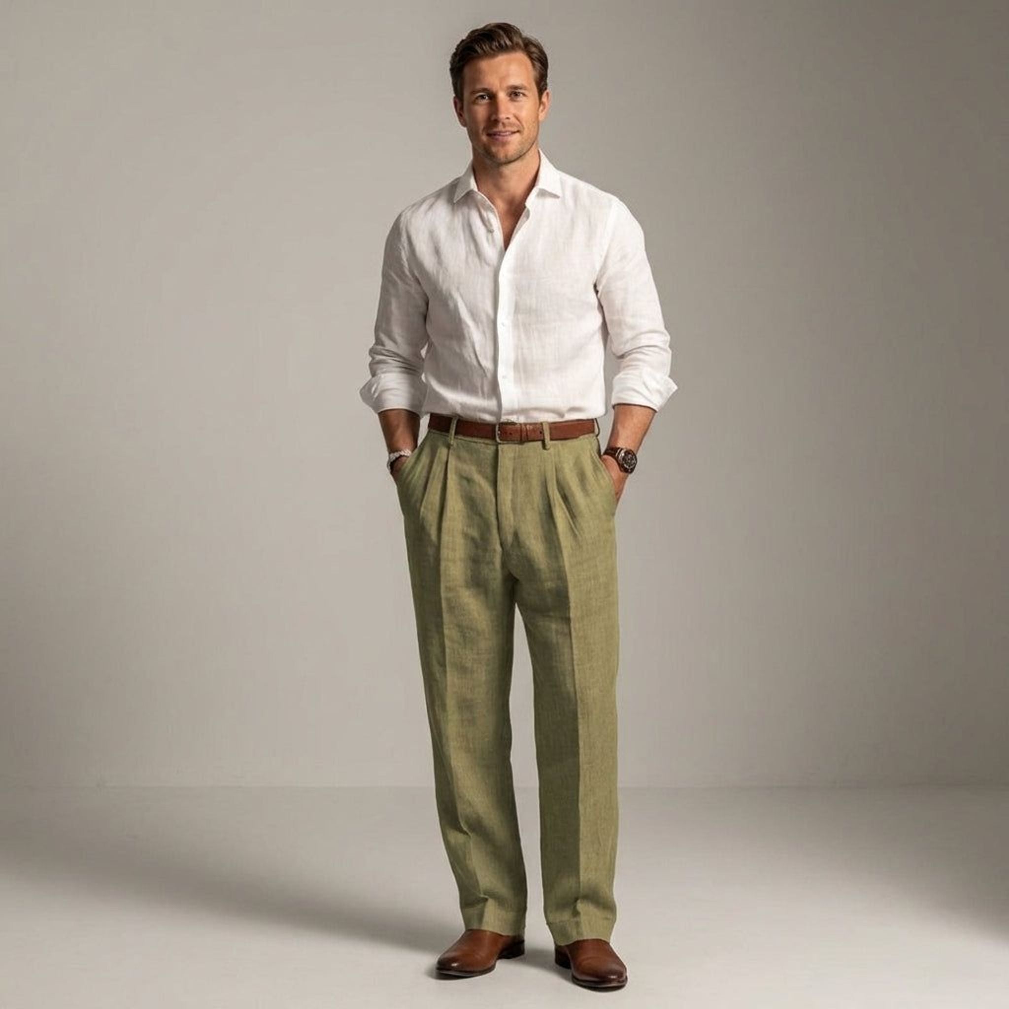 Luca Fint | Men's Relaxed Fit Linen Trousers