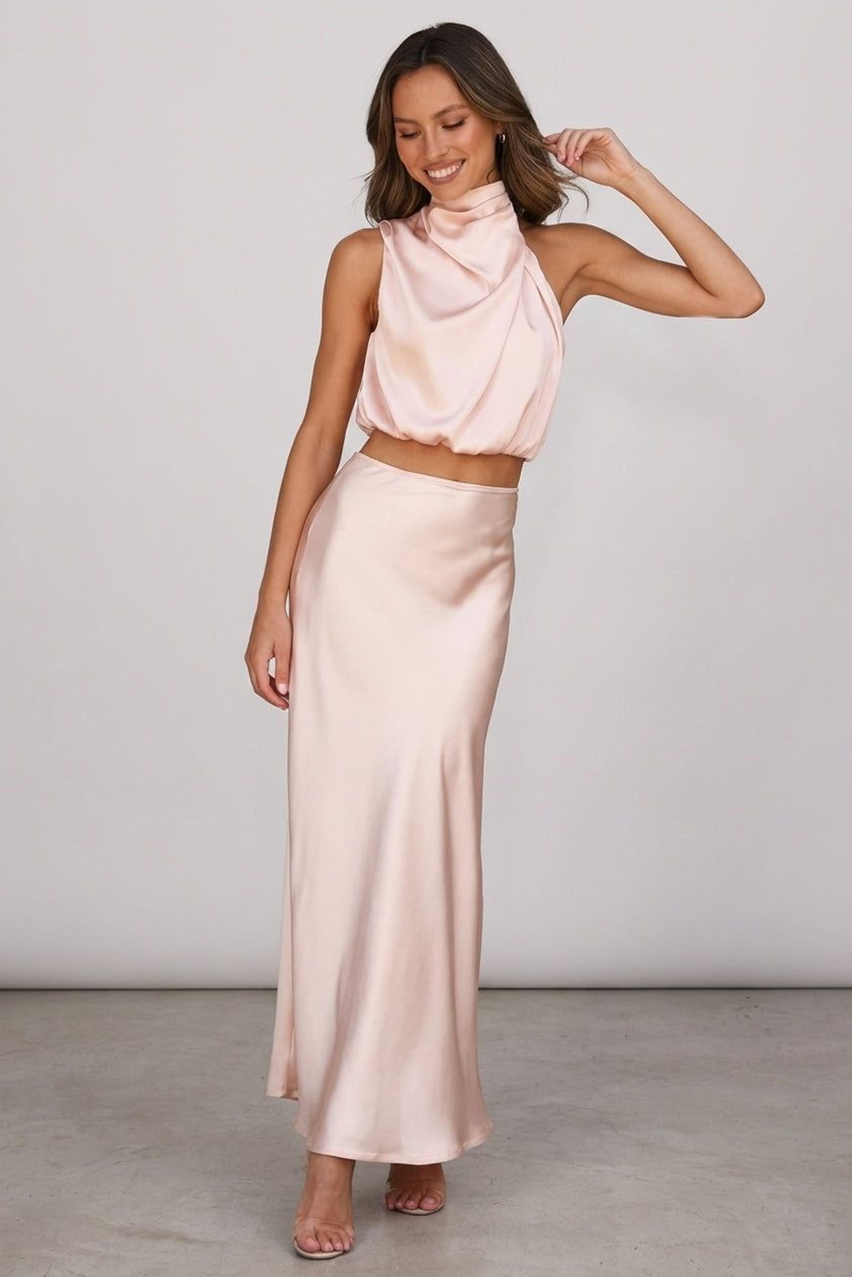 Claudette Faye | Women's Satin Maxi Dress in Various Colors