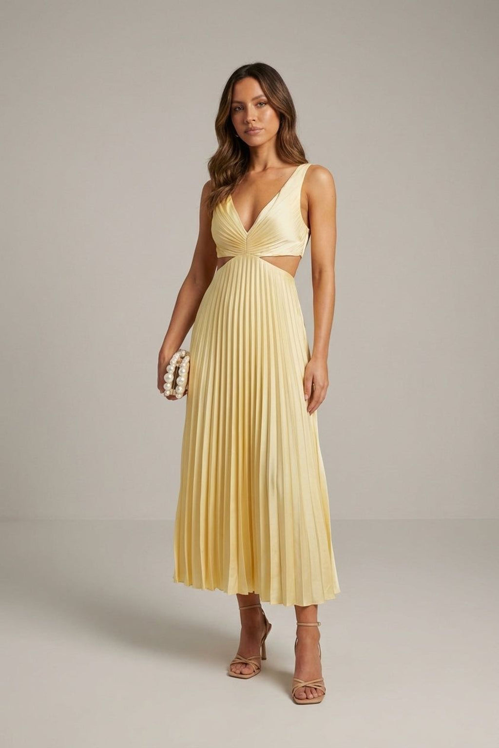Léonie Faris | Women's Satin Pleated Evening Dress
