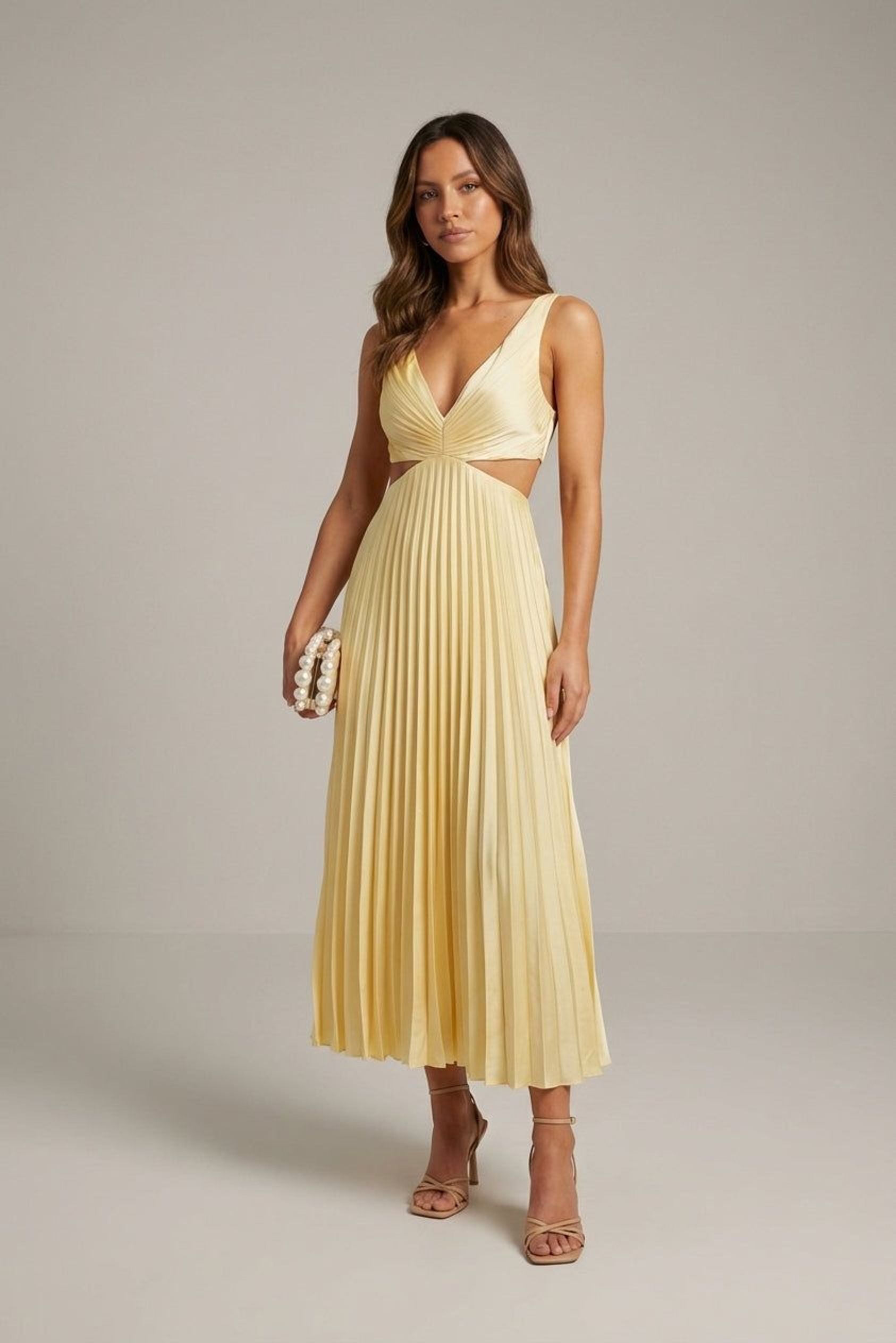 Léonie Faris | Women's Satin Pleated Evening Dress