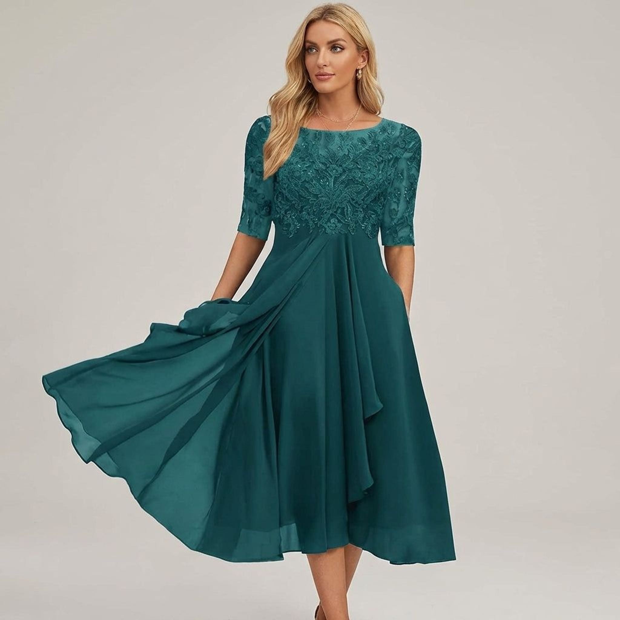Elara Faye | Women's Elegant Midi Dress for Weddings
