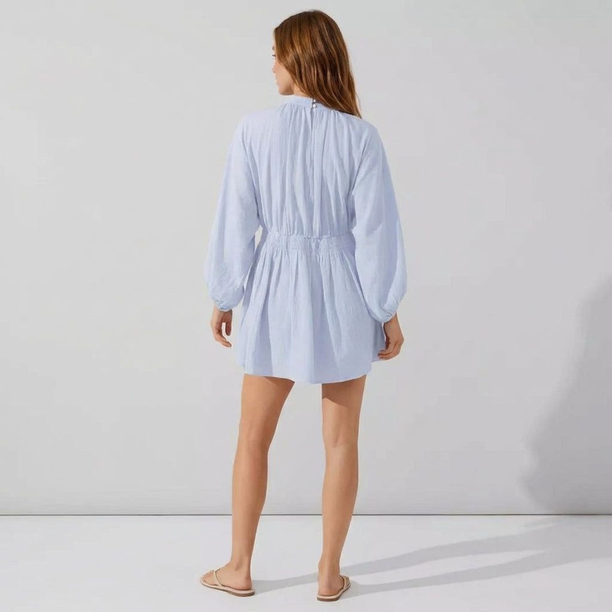 Léonie Tress | Women's Long Sleeve V-Neck Mini Dress