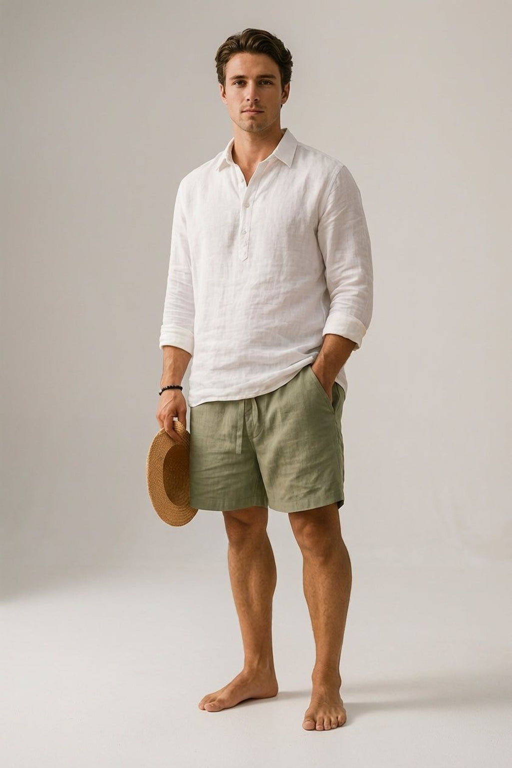 Luca Vex | Men's Casual Cotton-Linen Blend Shorts