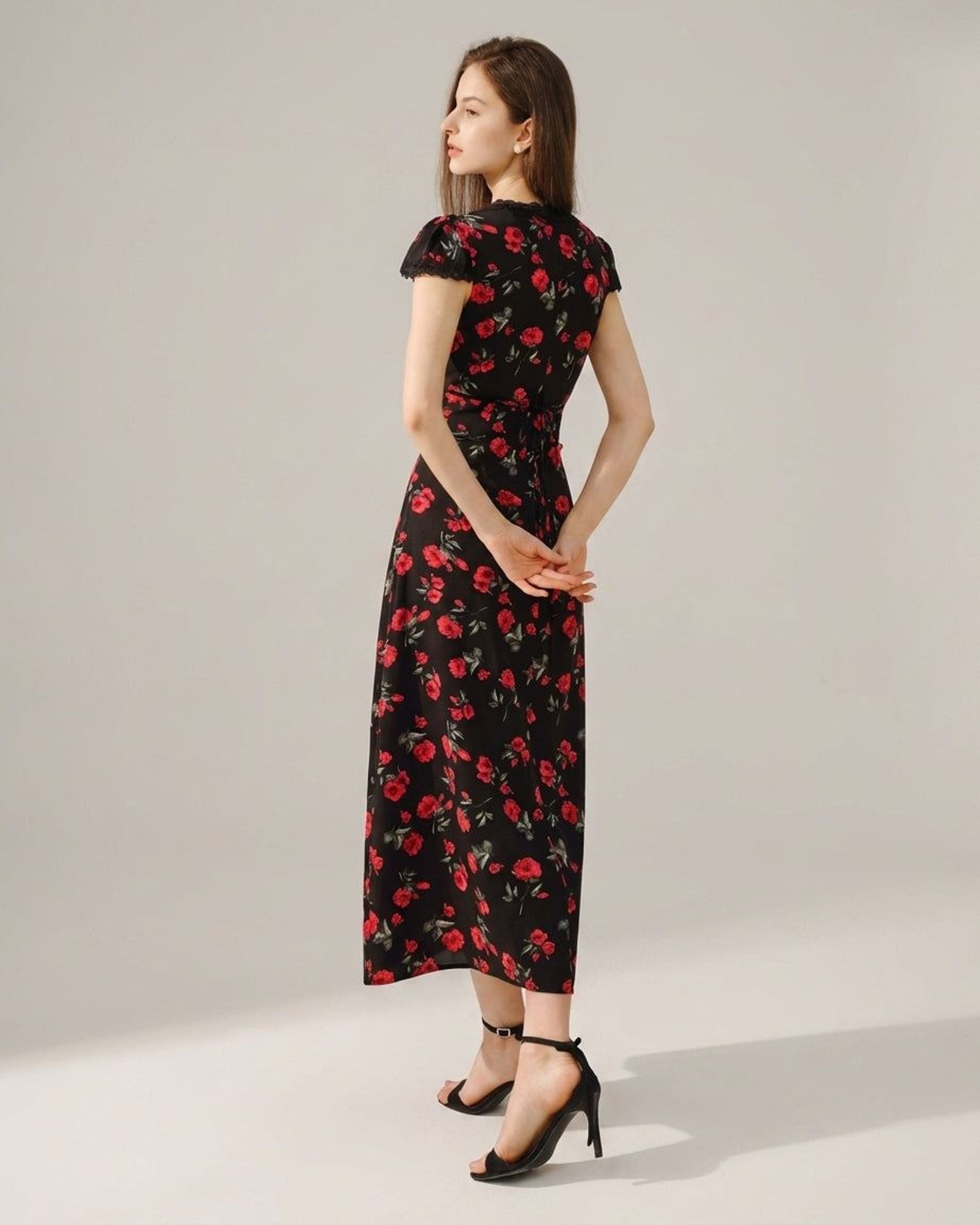 Elena Vire | Women's Floral V Neck Maxi Dress