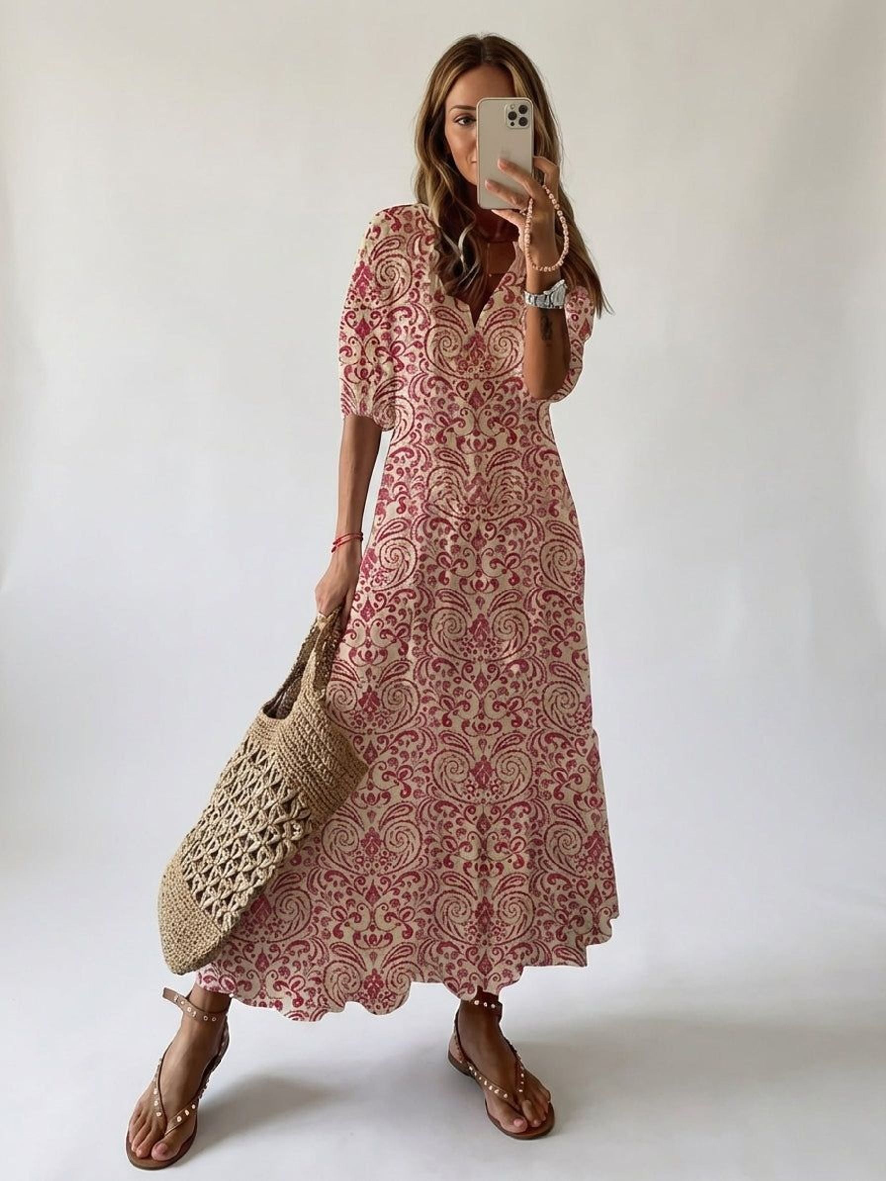 Camille Vire | Women's Bohemian Long Dress in Multiple Colors