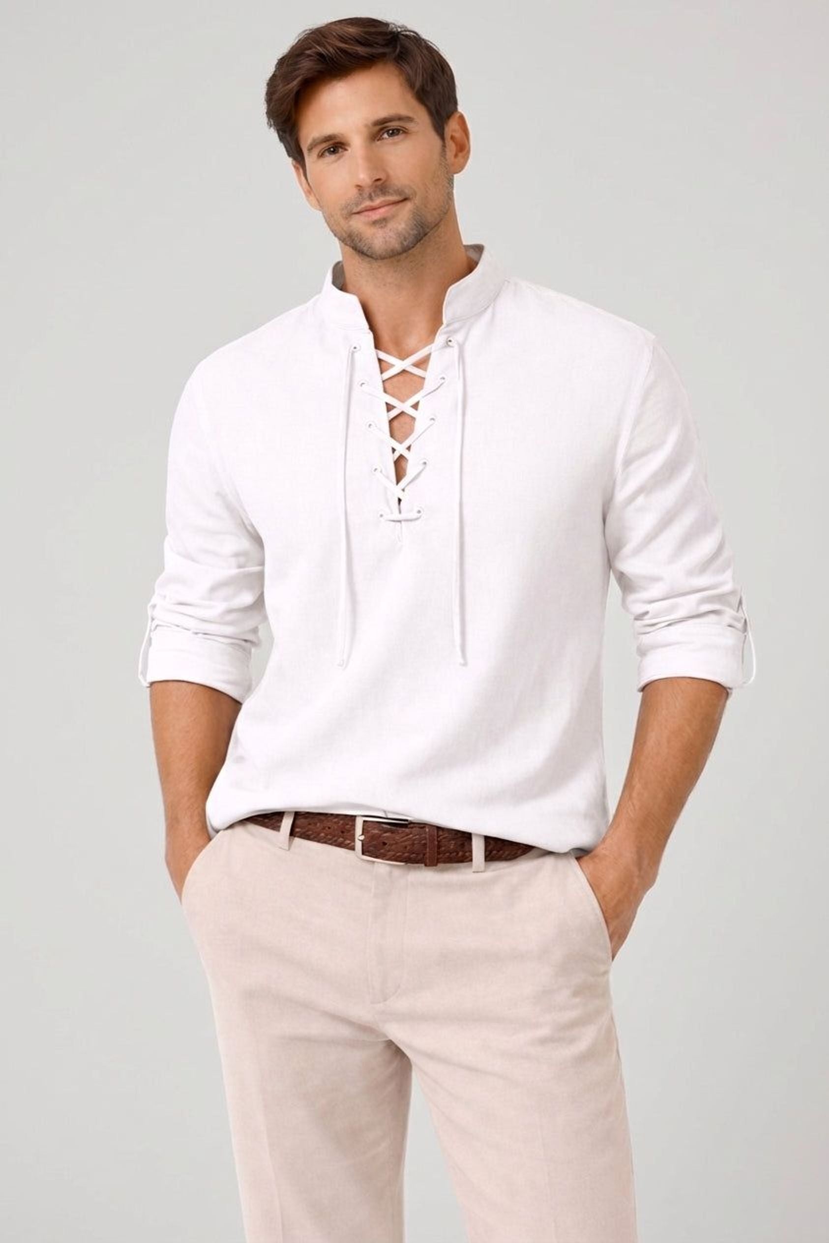 Lorian Vex | Men's Lace-Up Long Sleeve Shirt