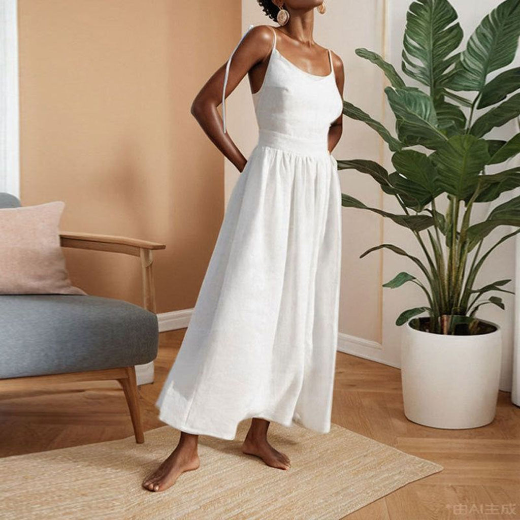 Elodie Venn | Women's Linen Adjustable Midi Dress