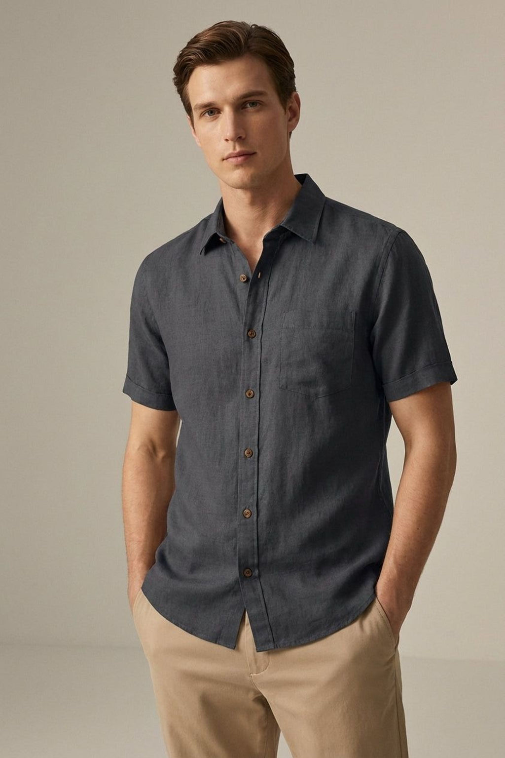 Rafael Vorn | Men's Short Sleeve Casual Shirt Blue