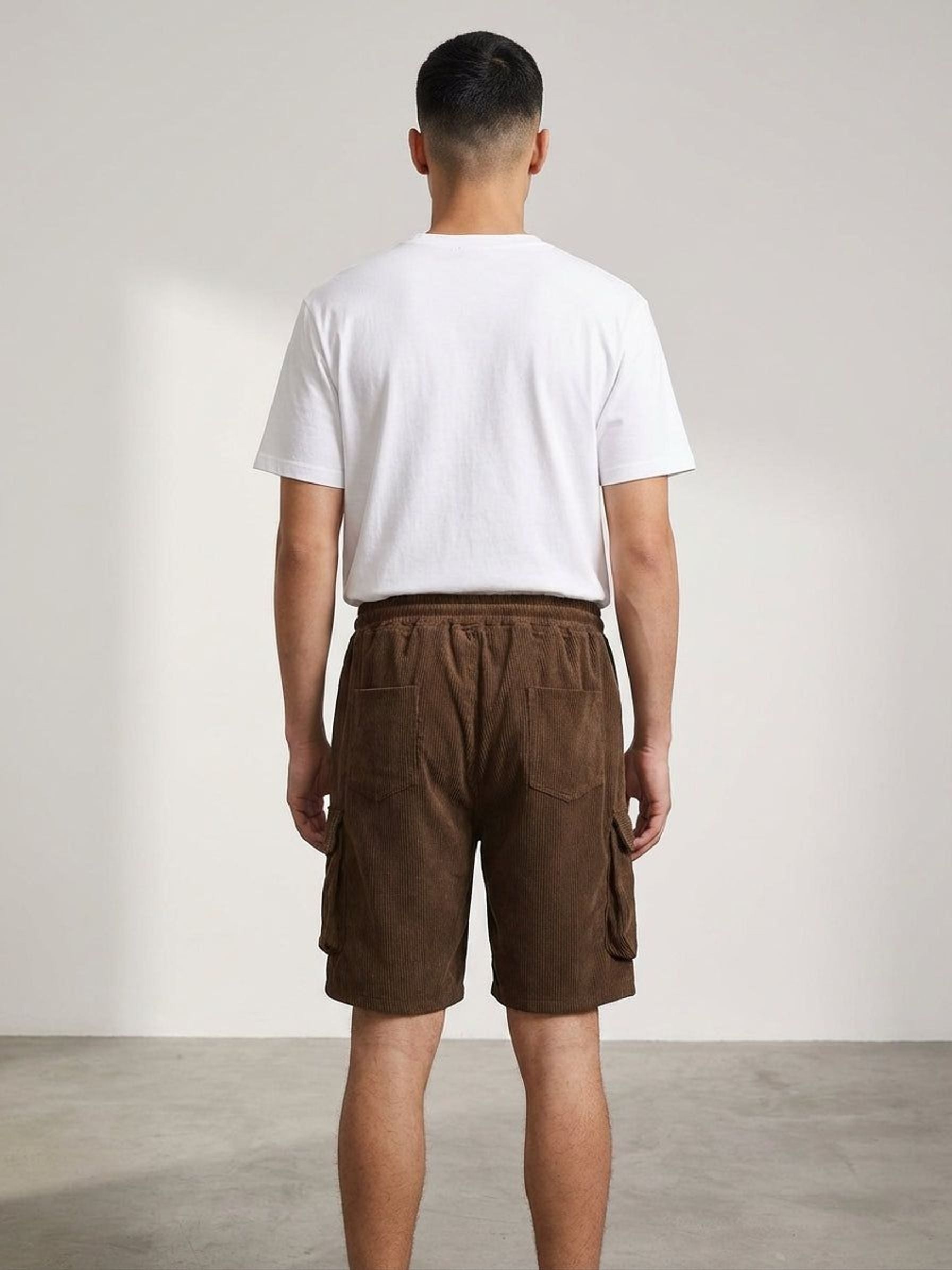 Lucien Brix | Men's Corduroy Cargo Shorts in Brown