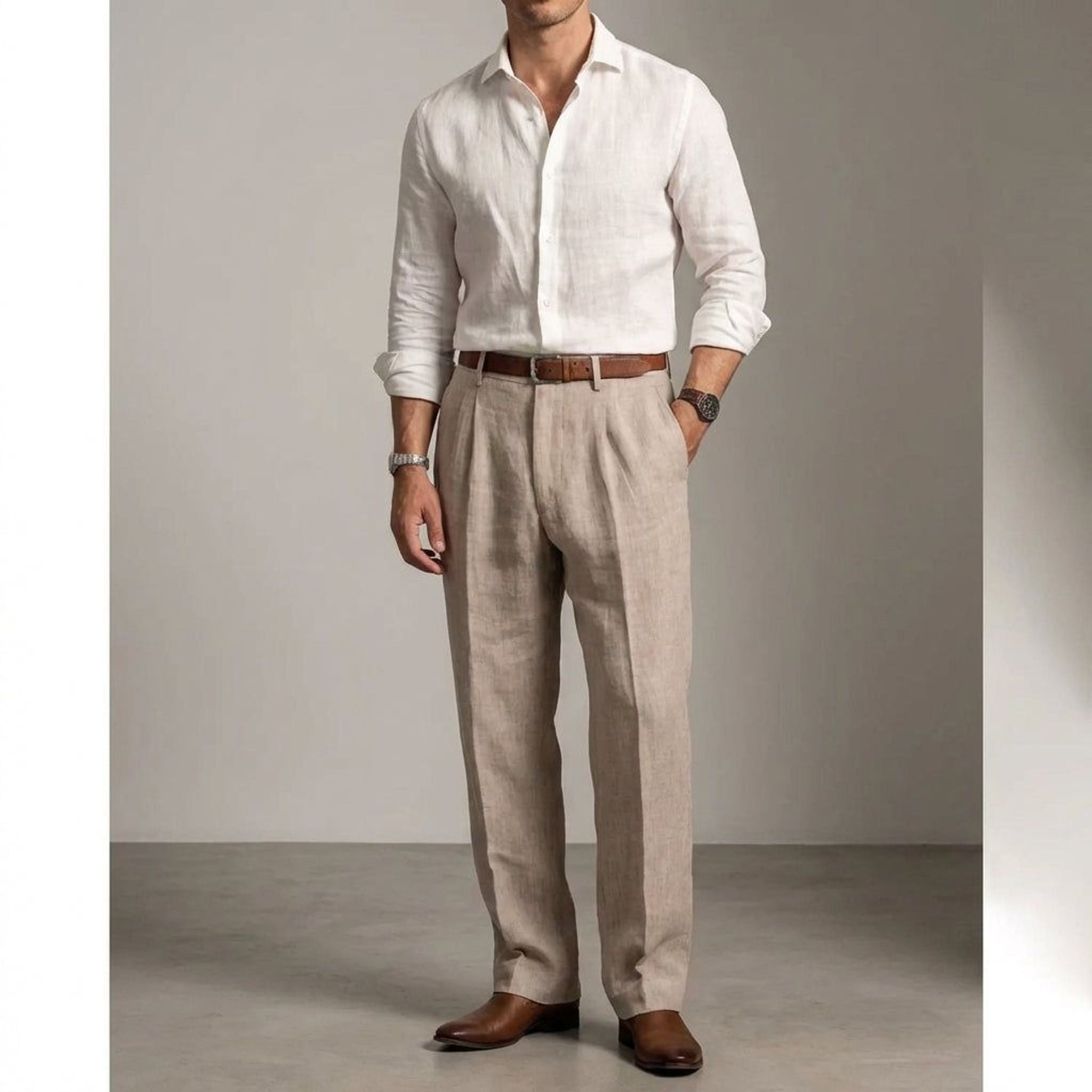 Luca Fint | Men's Relaxed Fit Linen Trousers