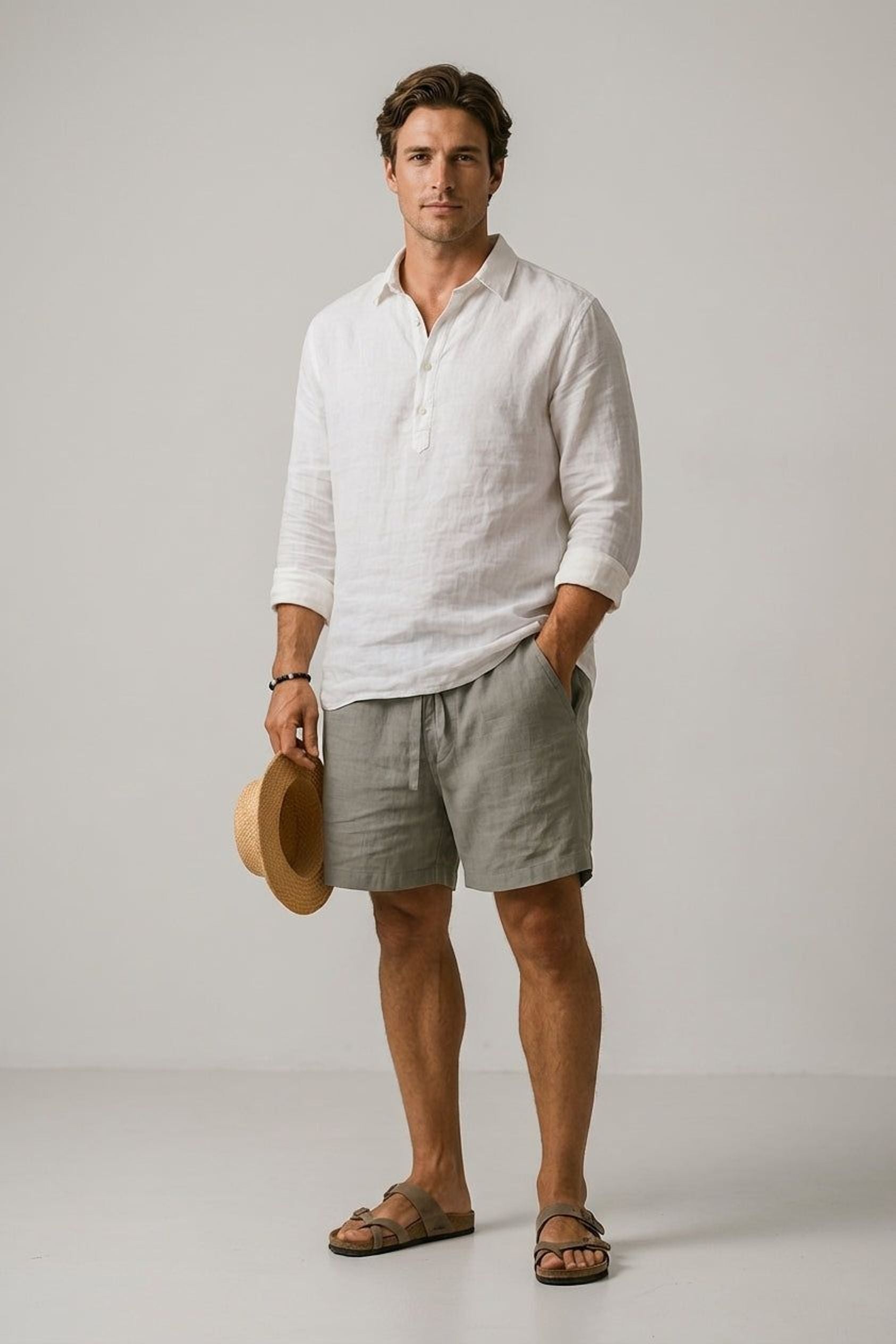 Luca Vex | Men's Casual Cotton-Linen Blend Shorts