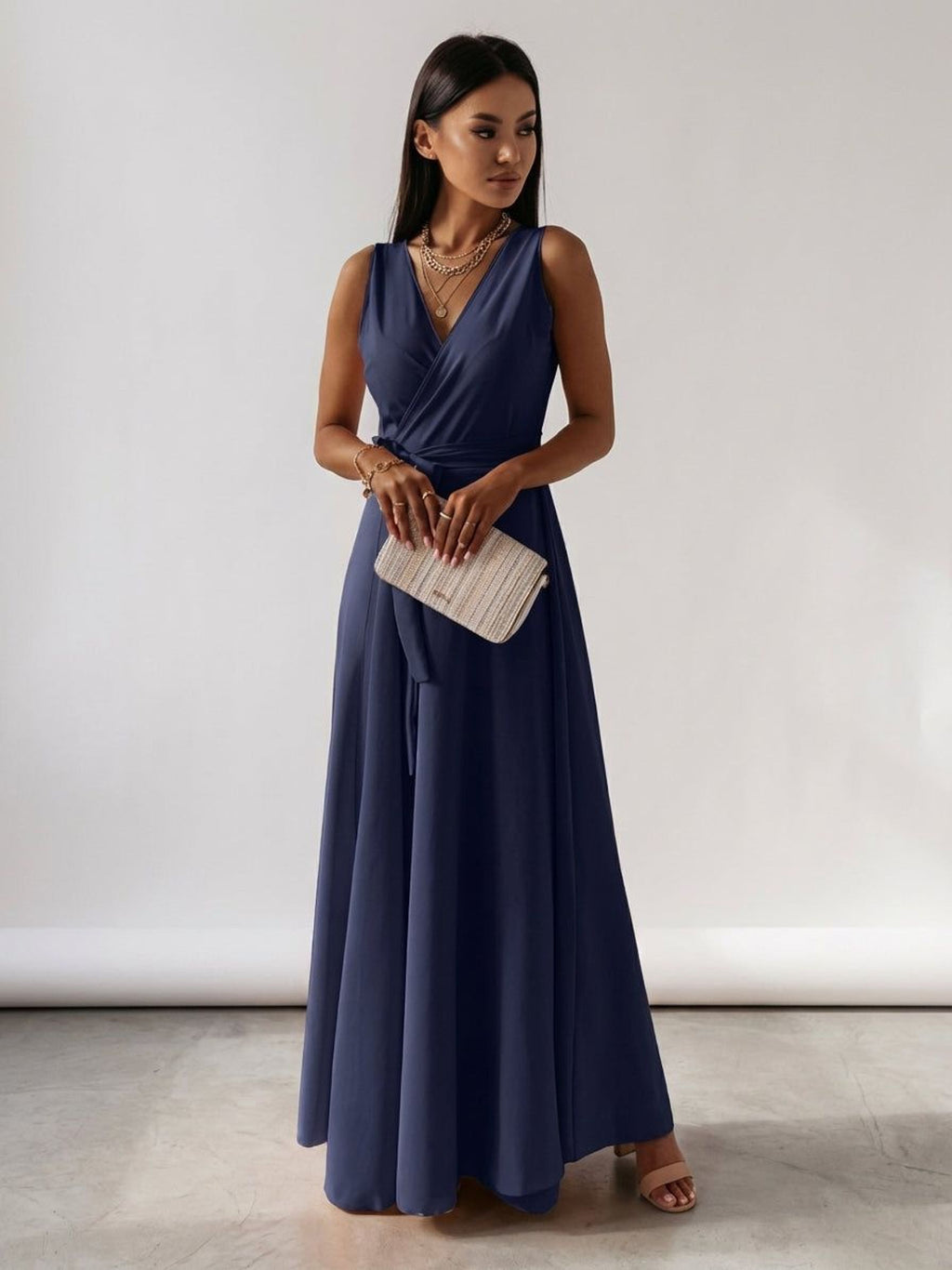 Elara Voss | Women's Elegant V-Neck Long Dress
