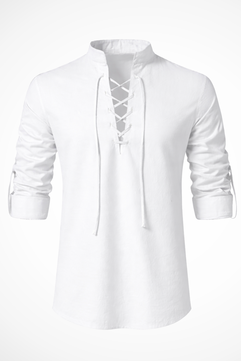 Luca Virelli | Men's Casual Lace-Up Linen Shirt