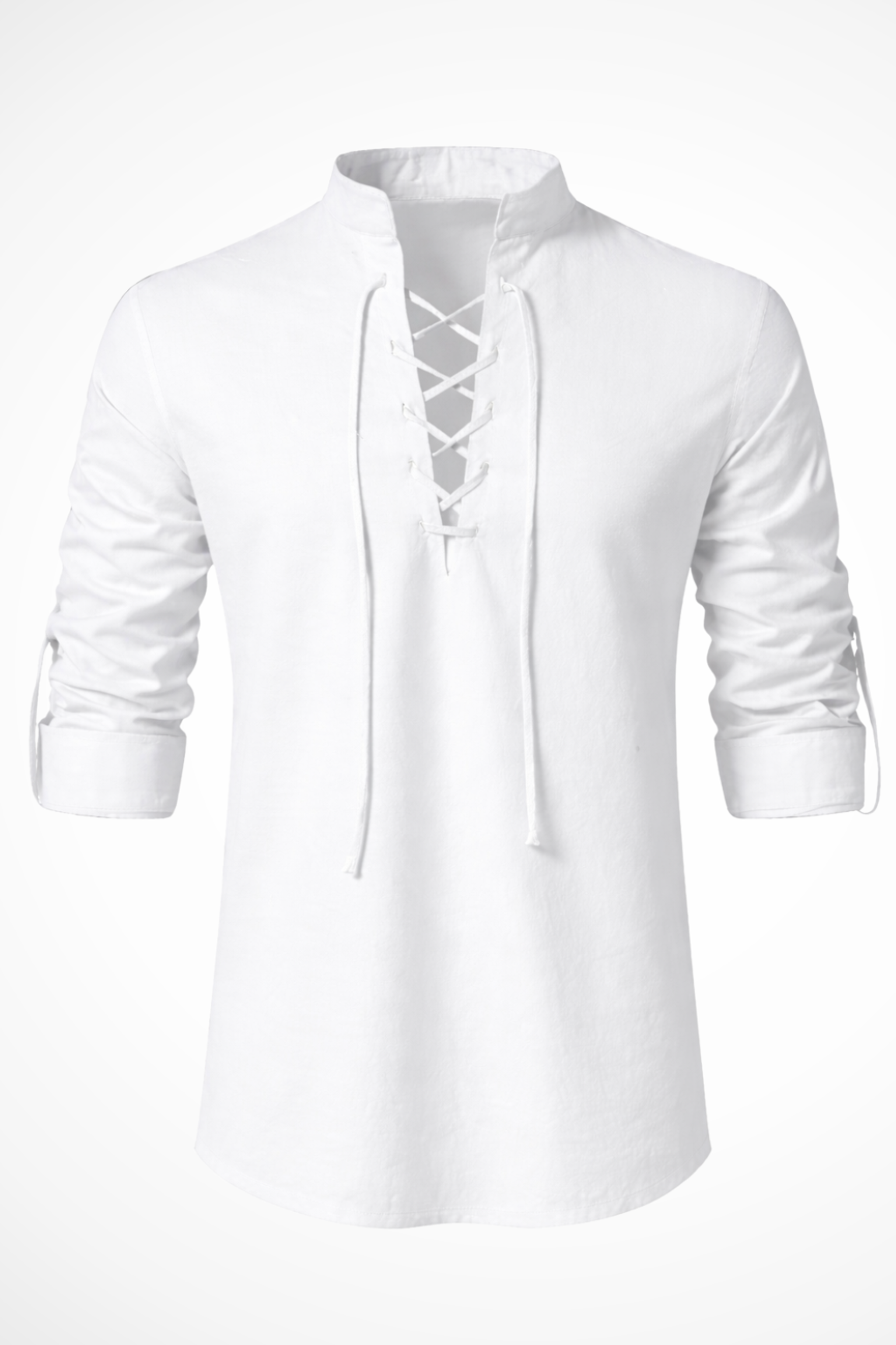 Luca Virelli | Men's Casual Lace-Up Linen Shirt