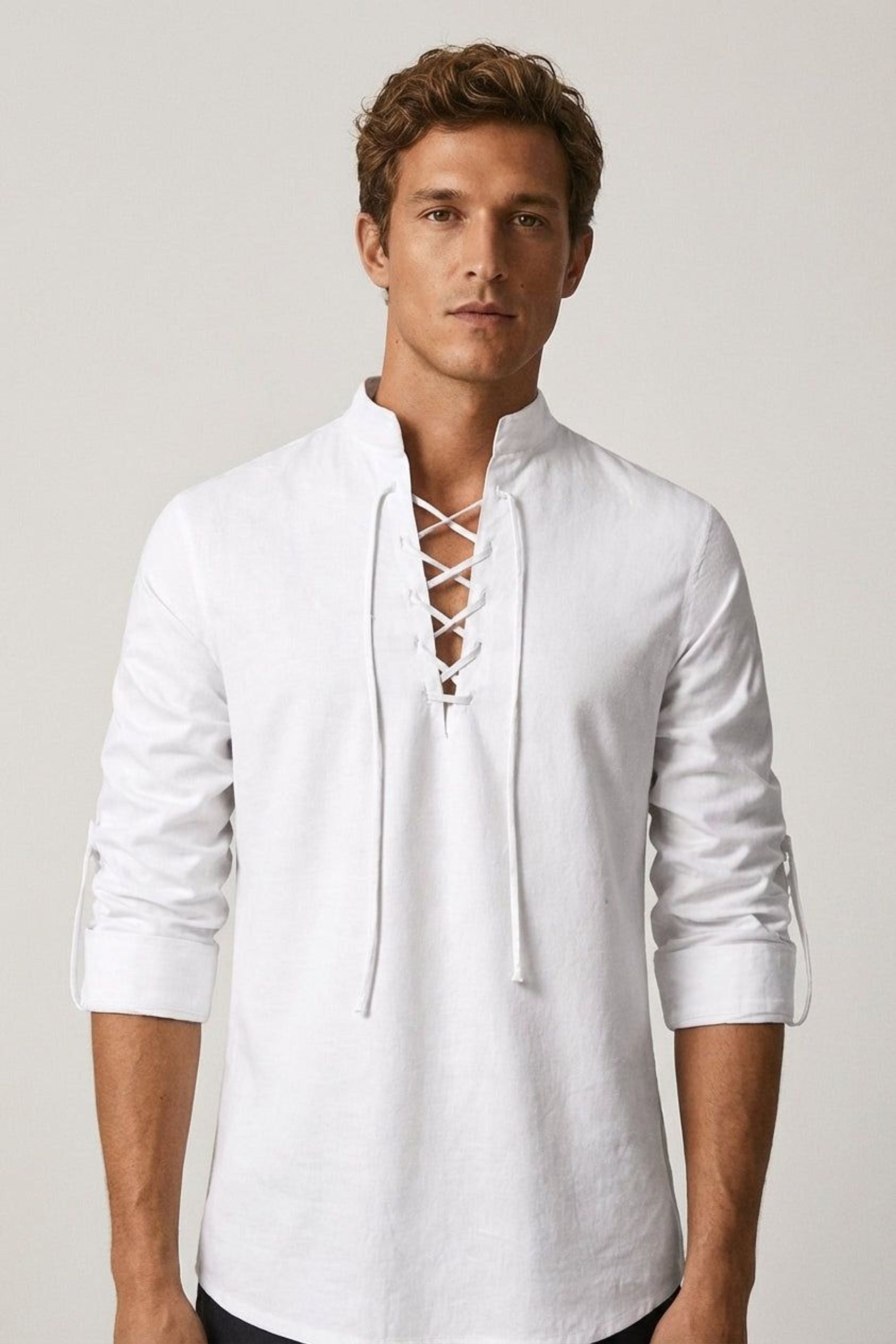 Lorian Vex | Men's Lace-Up Long Sleeve Shirt