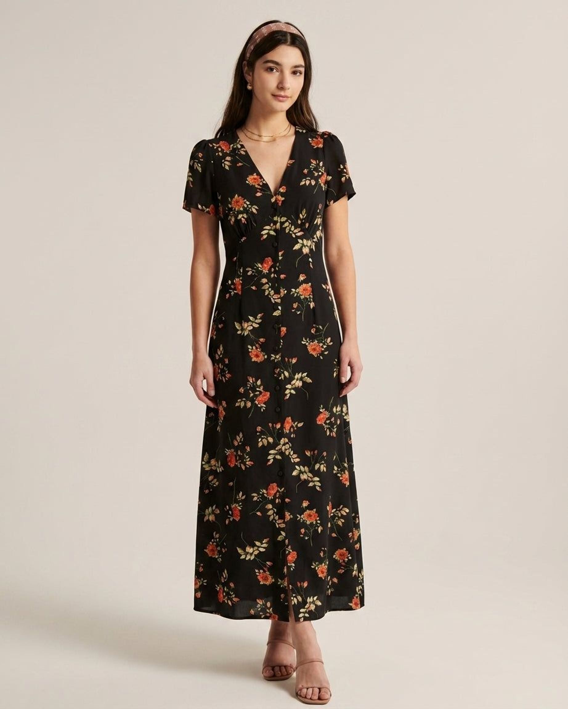 Amélie Voss | Women's Floral Print V Neck Maxi Dress