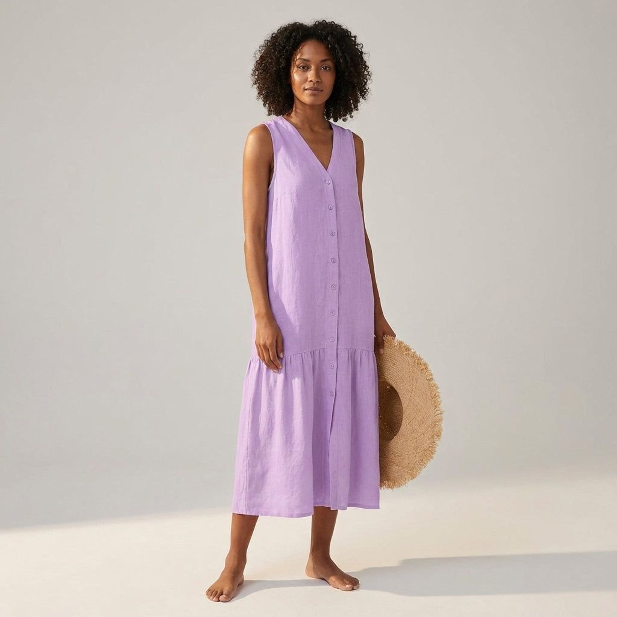 Elena Voss | Women's Linen V-Neck Summer Dress