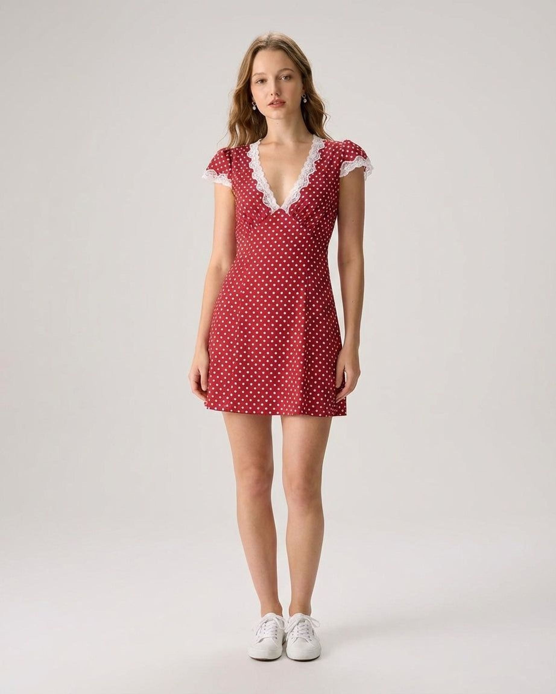 Elara Voss | Women's Ankle Length Polka Dot Maxi Dress