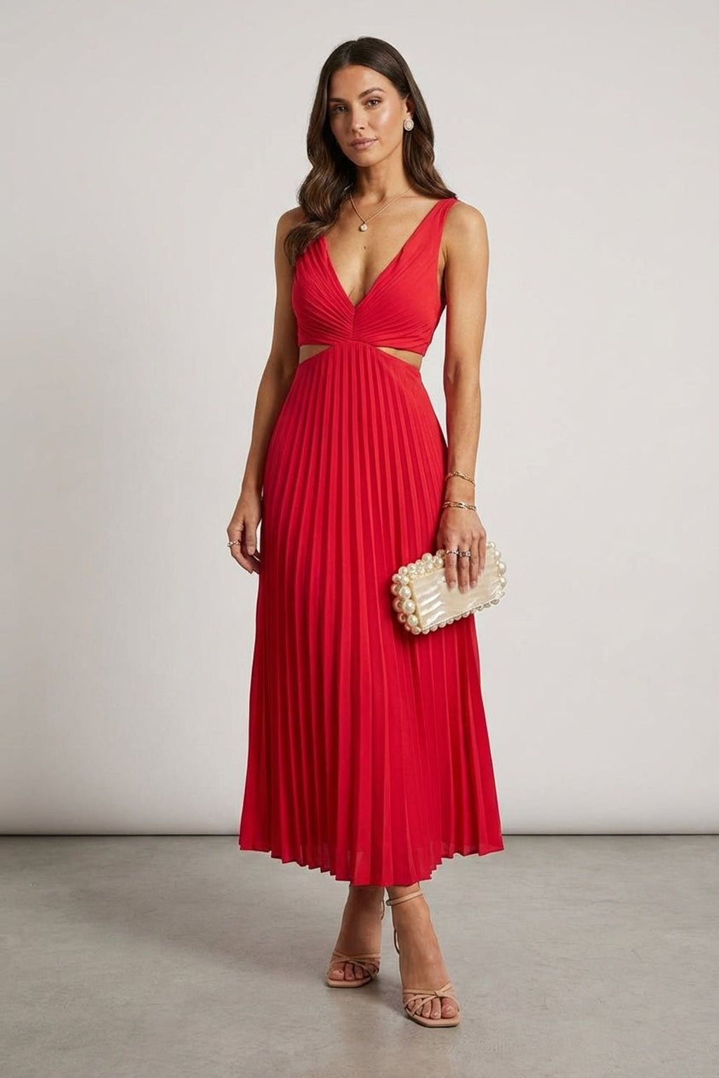 Léonie Faris | Women's Satin Pleated Evening Dress
