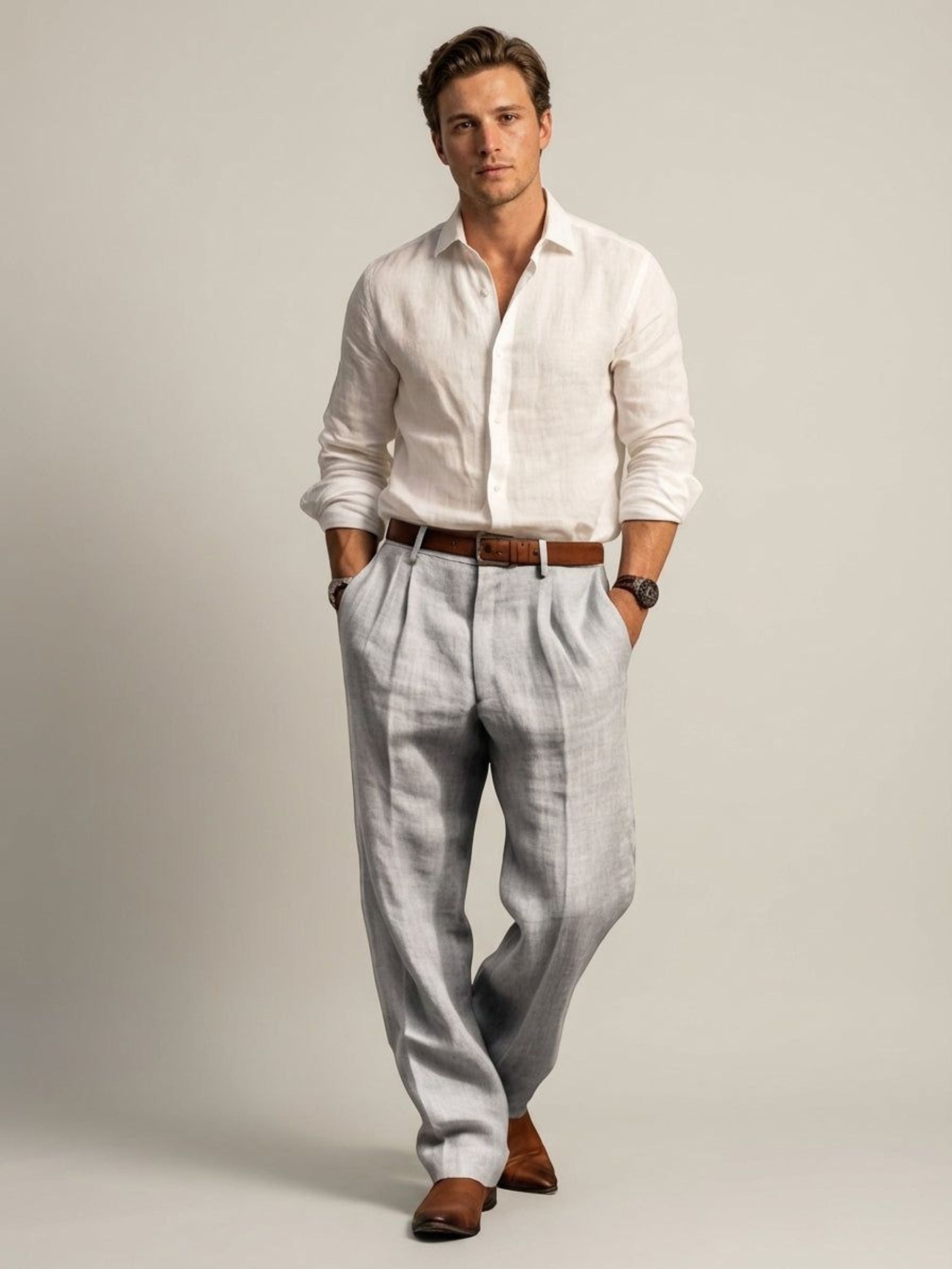 Luca Fint | Men's Relaxed Fit Linen Trousers