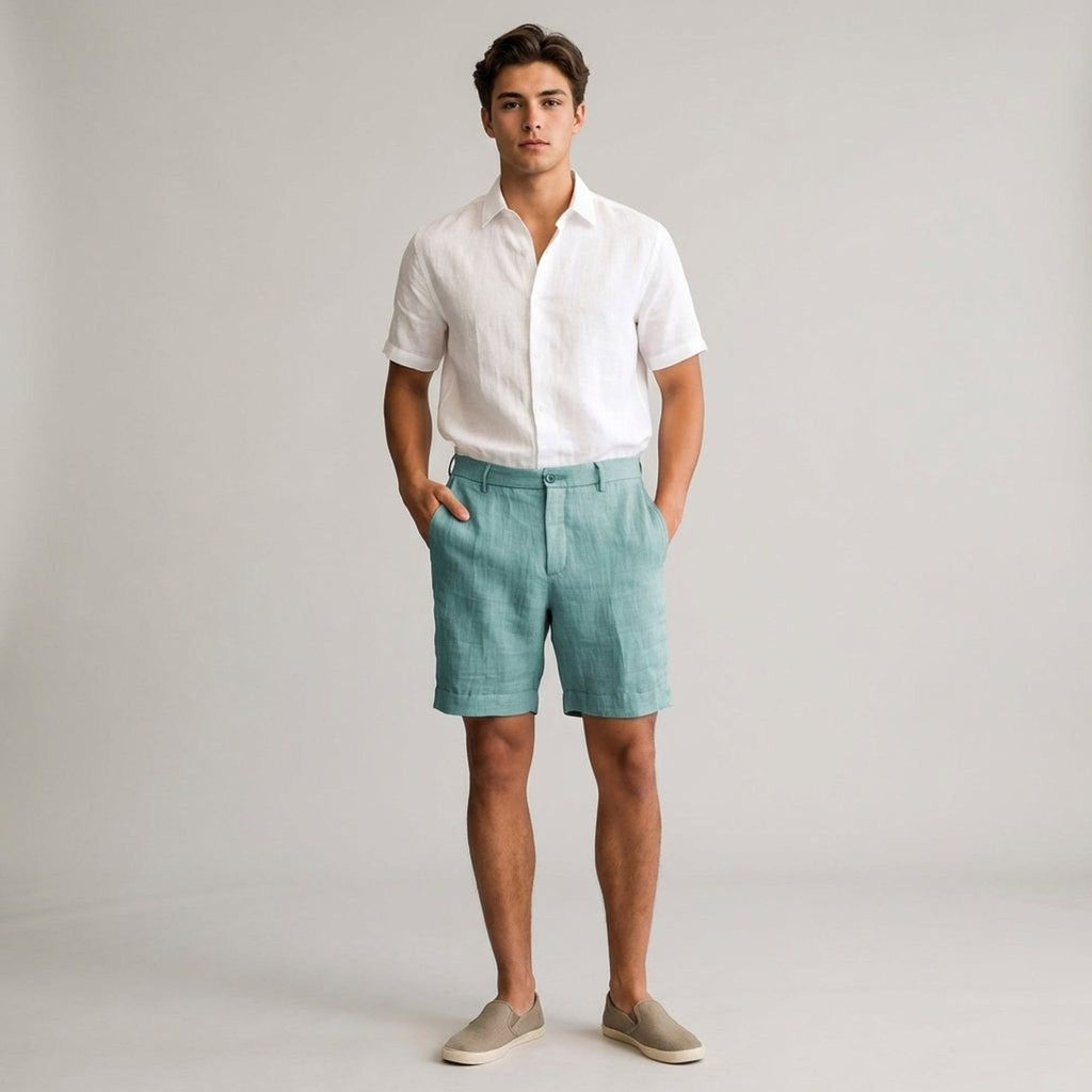 Luca Venn | Men's Relaxed Fit Linen Shorts Khaki