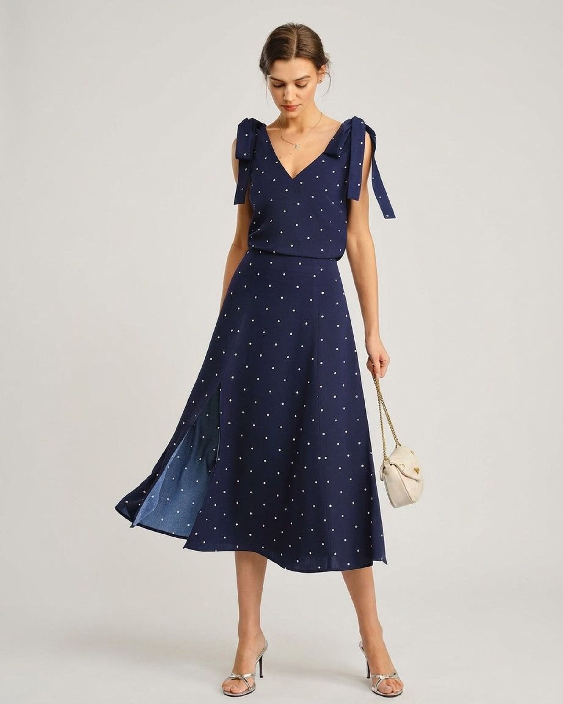Elodie Vare | Women's A-Line Navy Midi Skirt