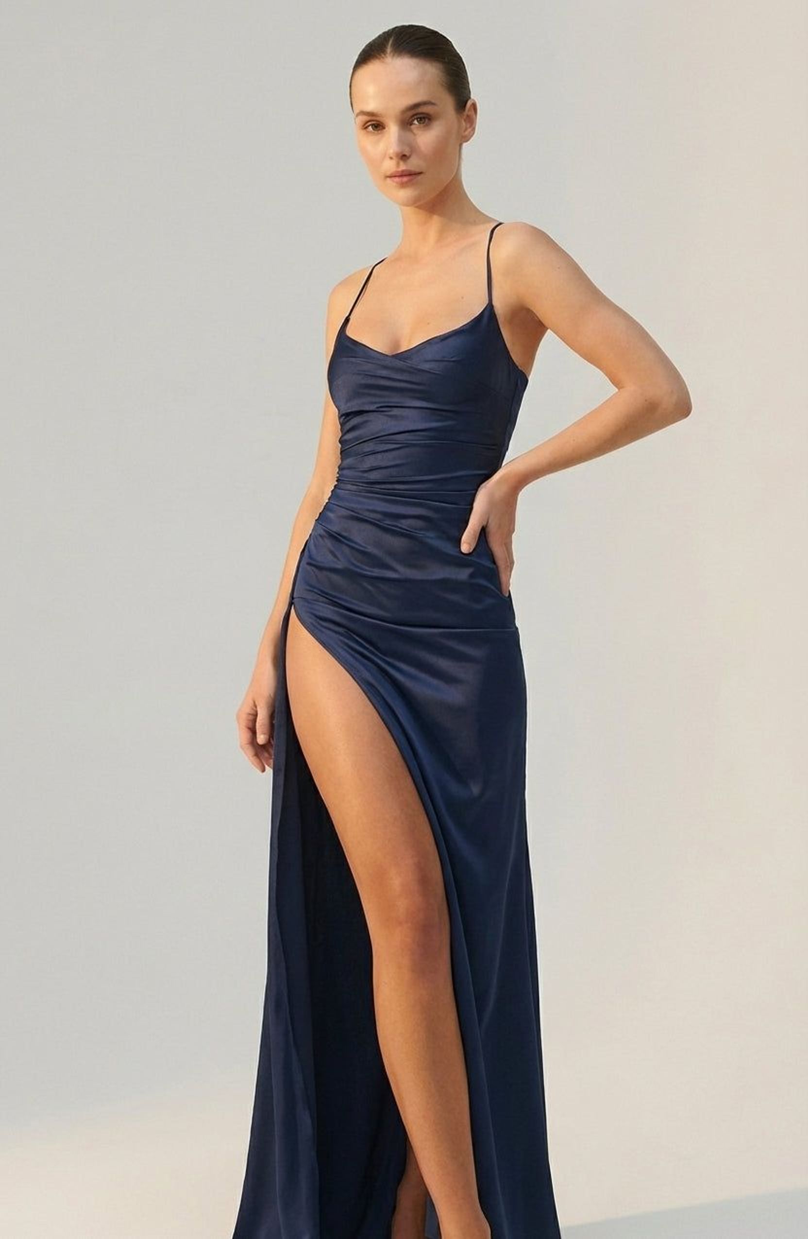 Elodie Voss | Women's Elegant Navy Evening Maxi Dress