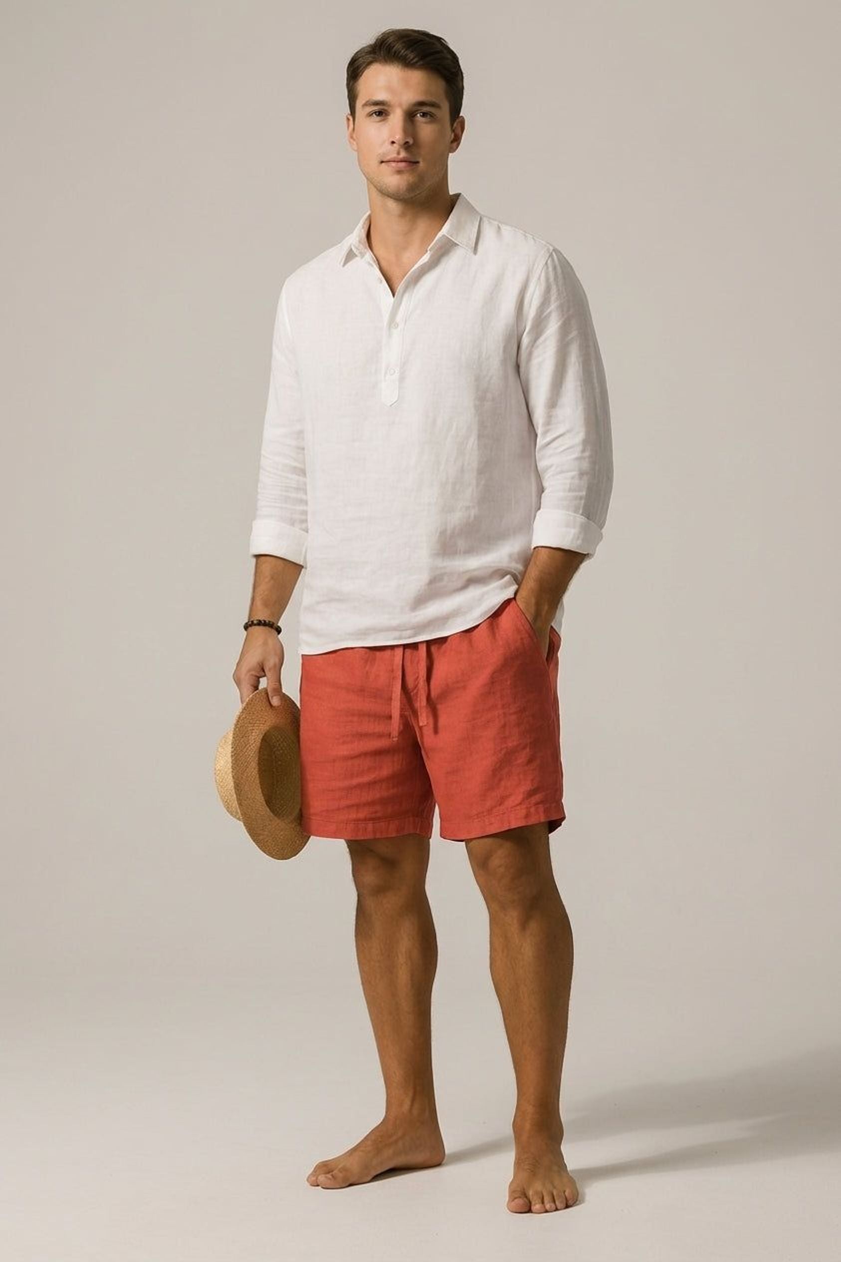 Luca Vex | Men's Casual Cotton-Linen Blend Shorts