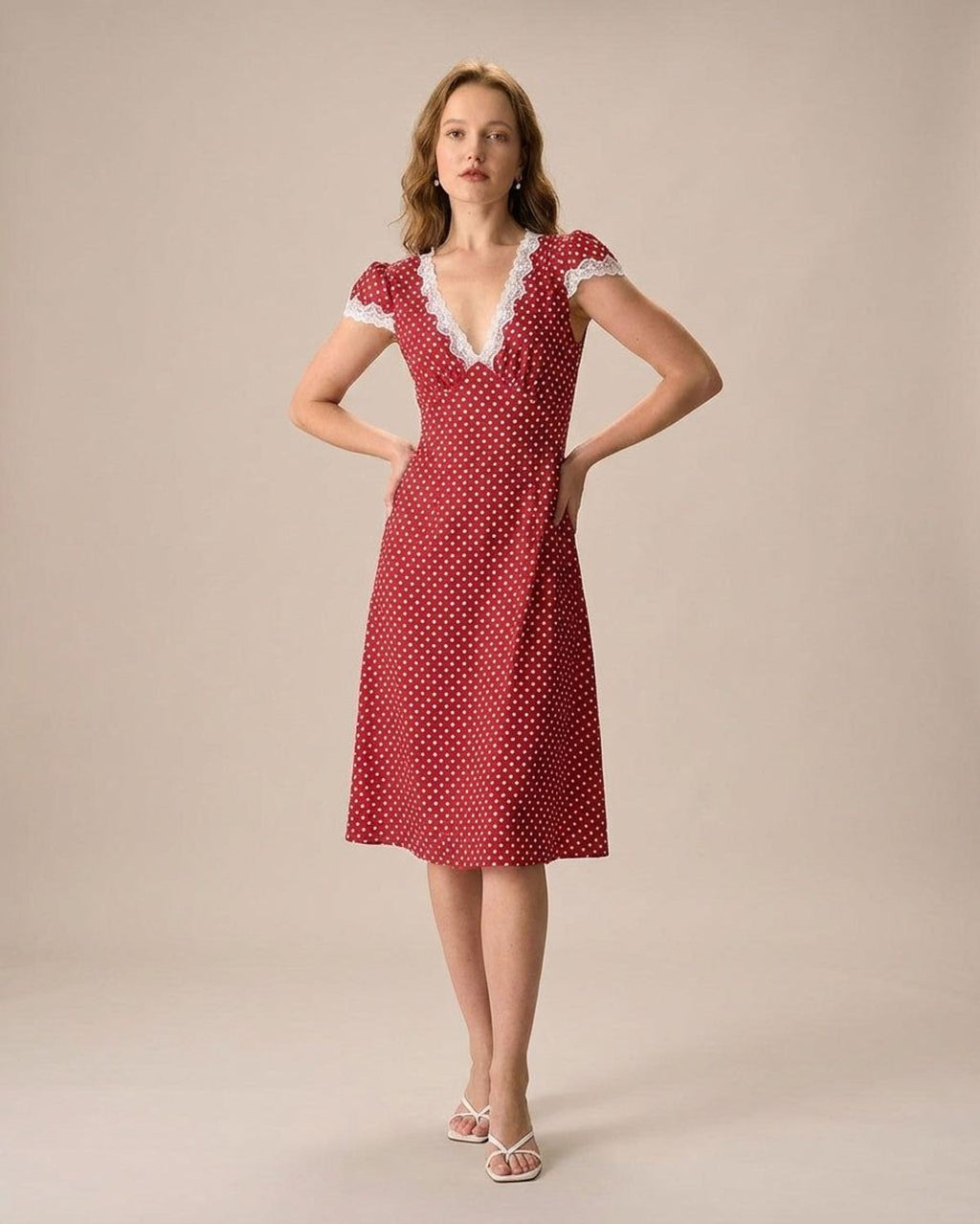 Elara Voss | Women's Ankle Length Polka Dot Maxi Dress