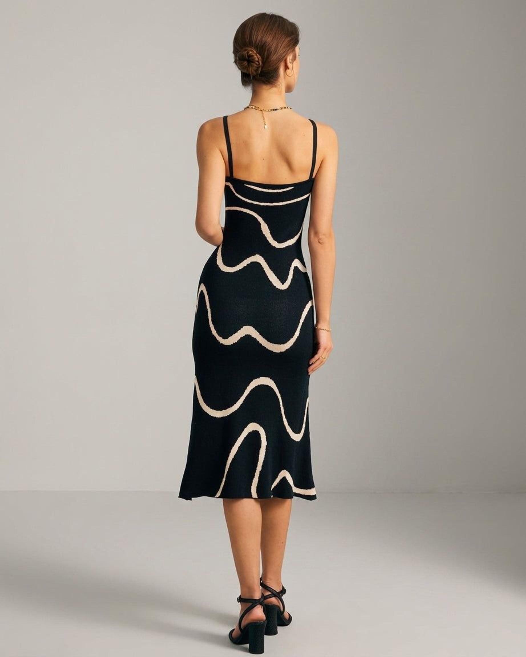 Elena Voss | Women's Sleeveless Black Knit Midi Dress