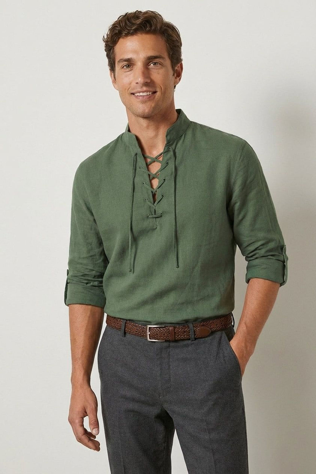 Lorian Vex | Men's Lace-Up Long Sleeve Shirt