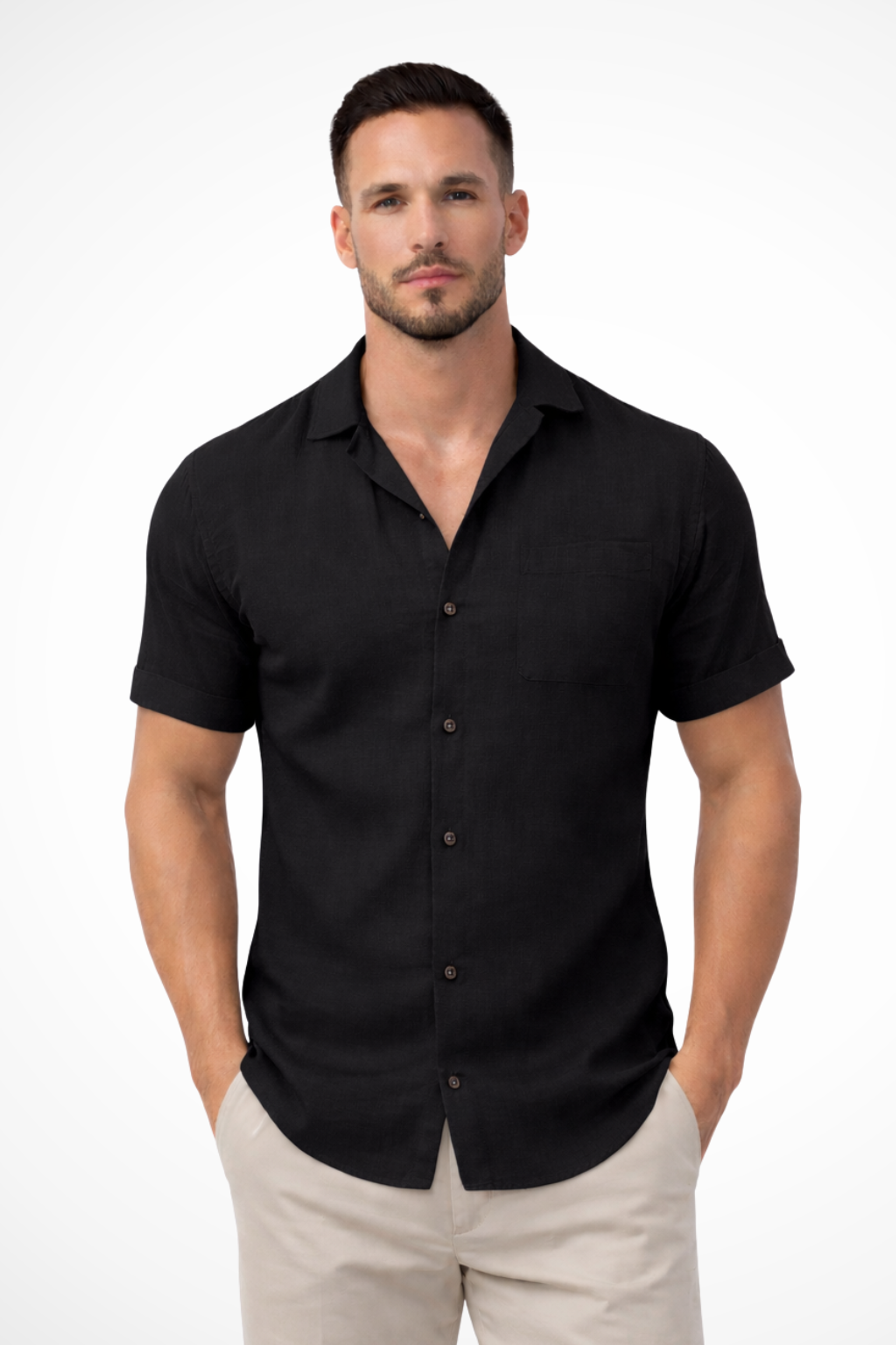 Rafael Vorn | Men's Short Sleeve Casual Shirt Blue