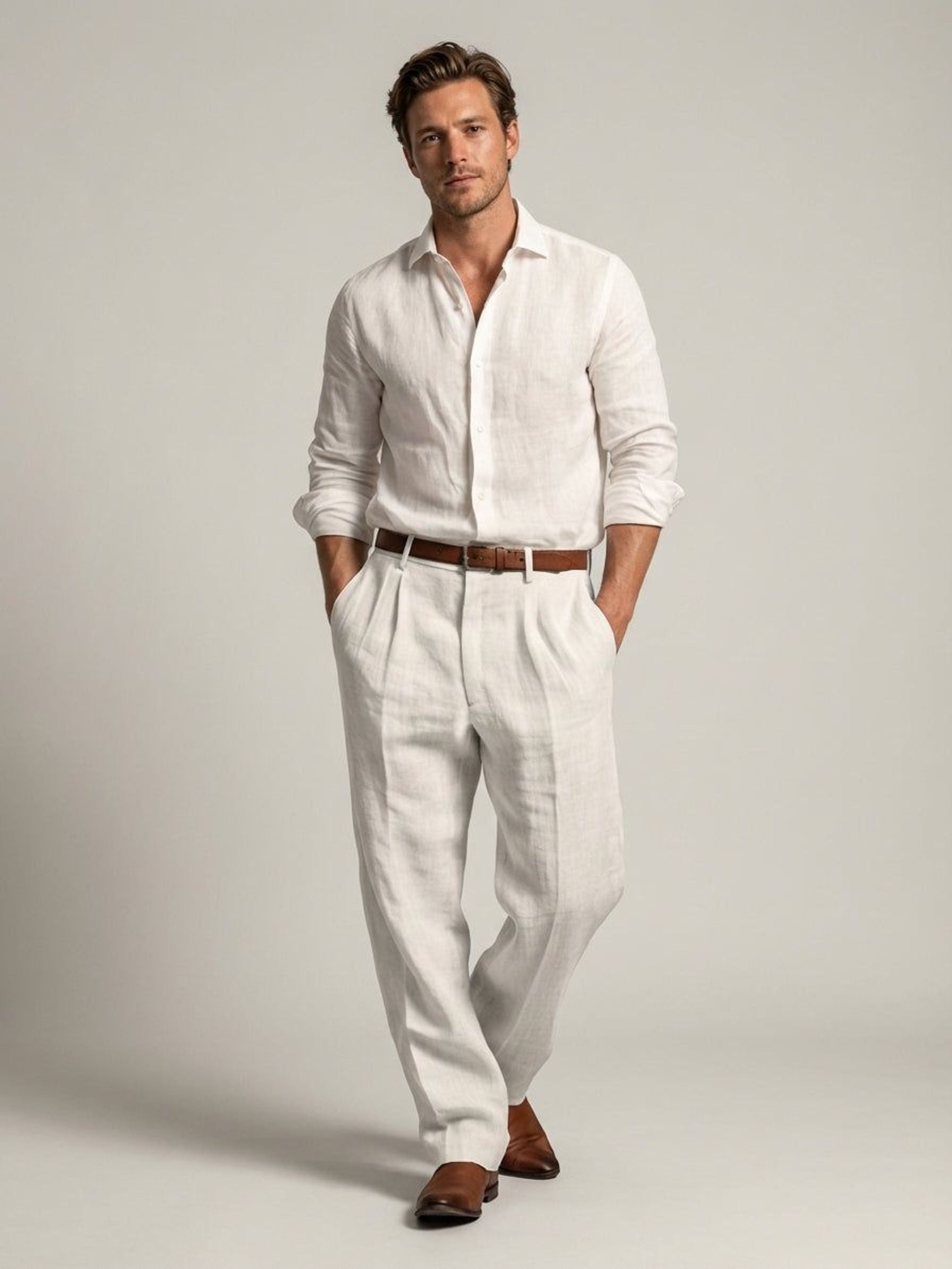Luca Fint | Men's Relaxed Fit Linen Trousers