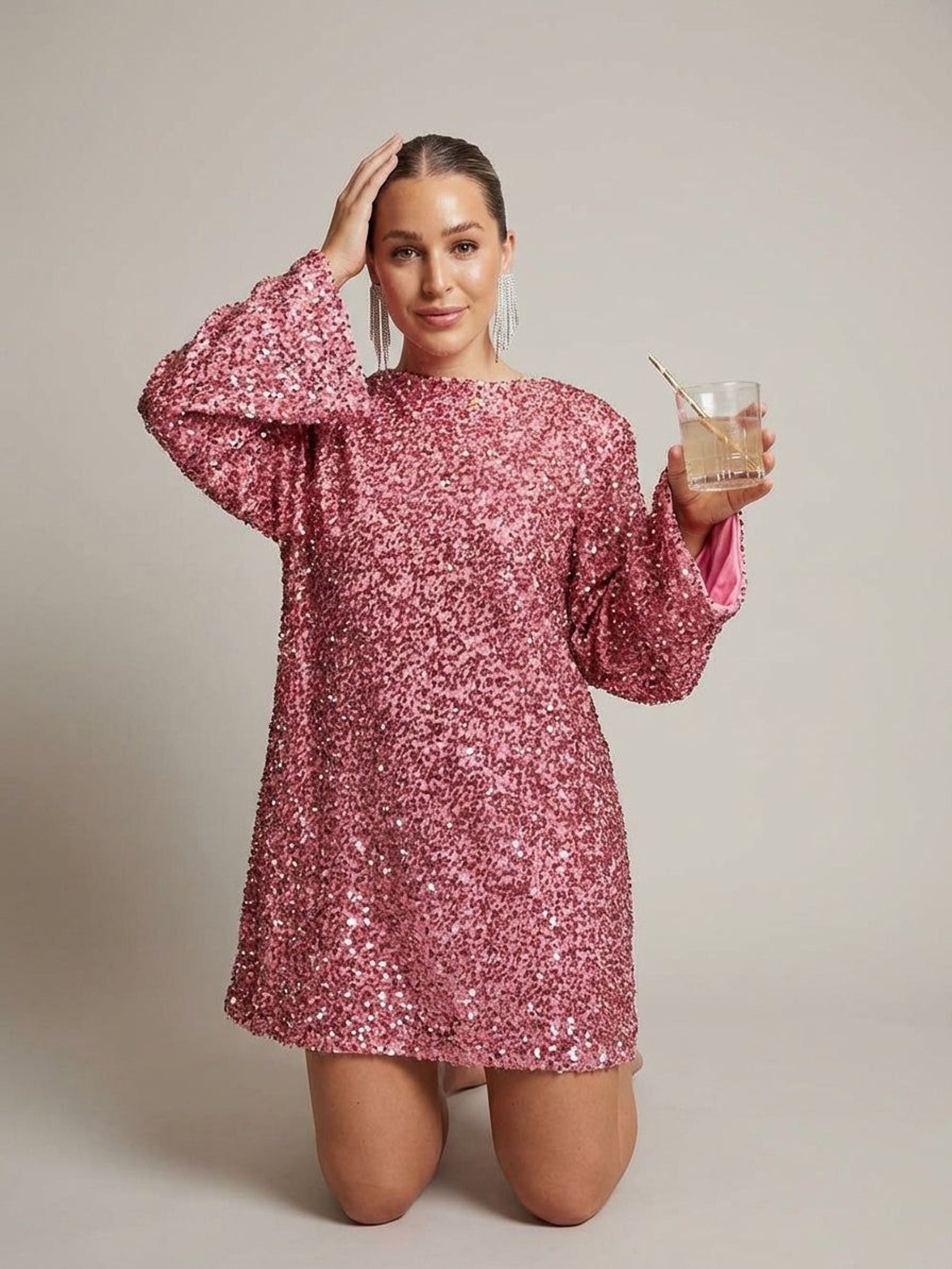 Elena Valt | Women's Sequin Bow Dress in Elegant Colors