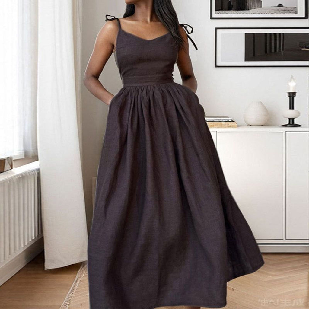 Elodie Venn | Women's Linen Adjustable Midi Dress