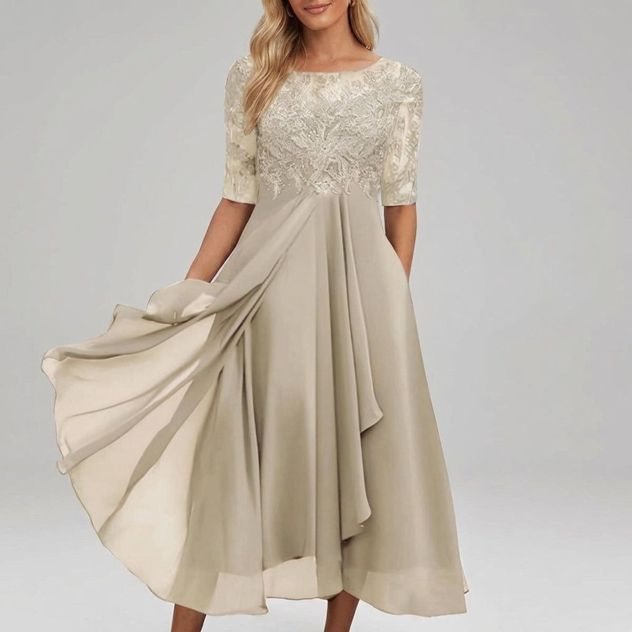 Elara Faye | Women's Elegant Midi Dress for Weddings