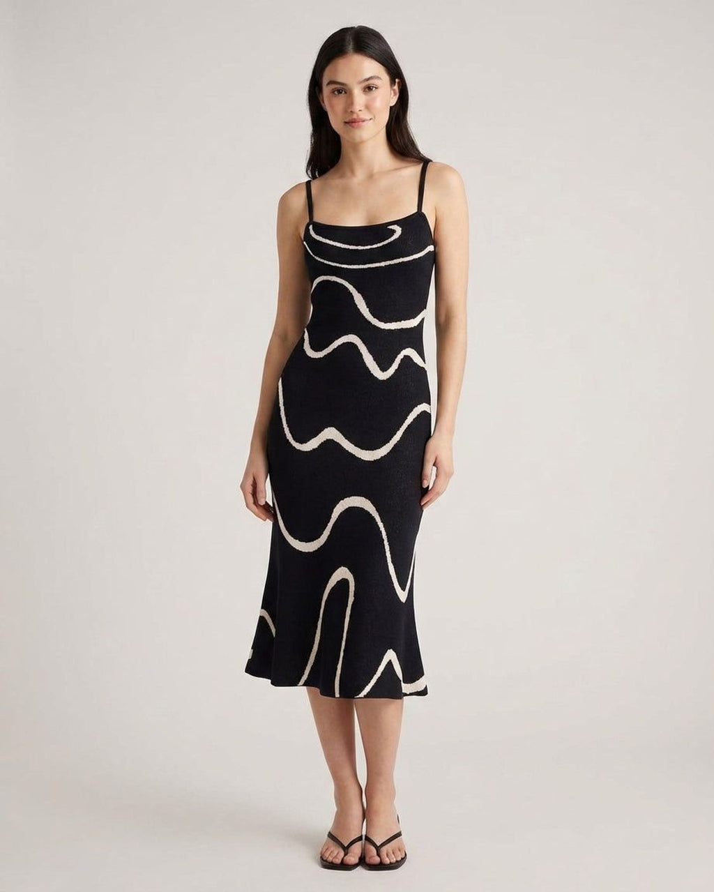 Elena Voss | Women's Sleeveless Black Knit Midi Dress