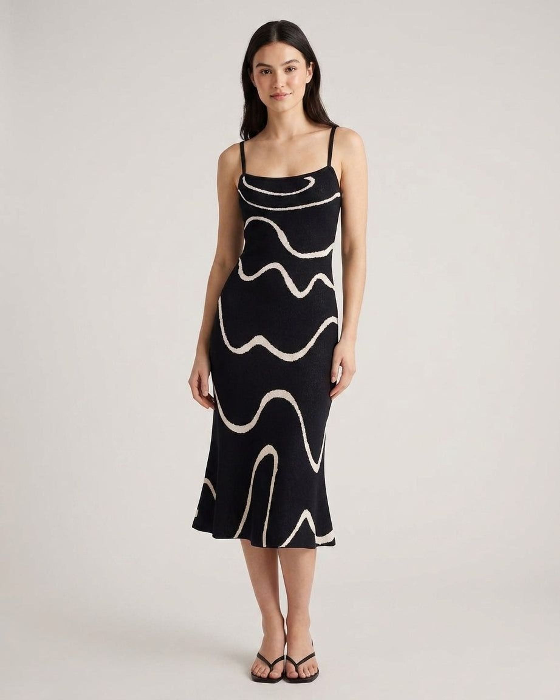 Elena Voss | Women's Sleeveless Black Knit Midi Dress