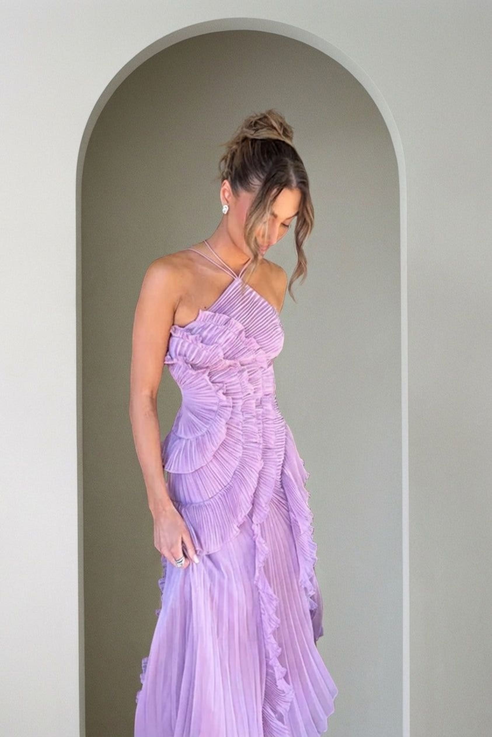 Amélie Trent | Women's Halter Ruffled Maxi Gown