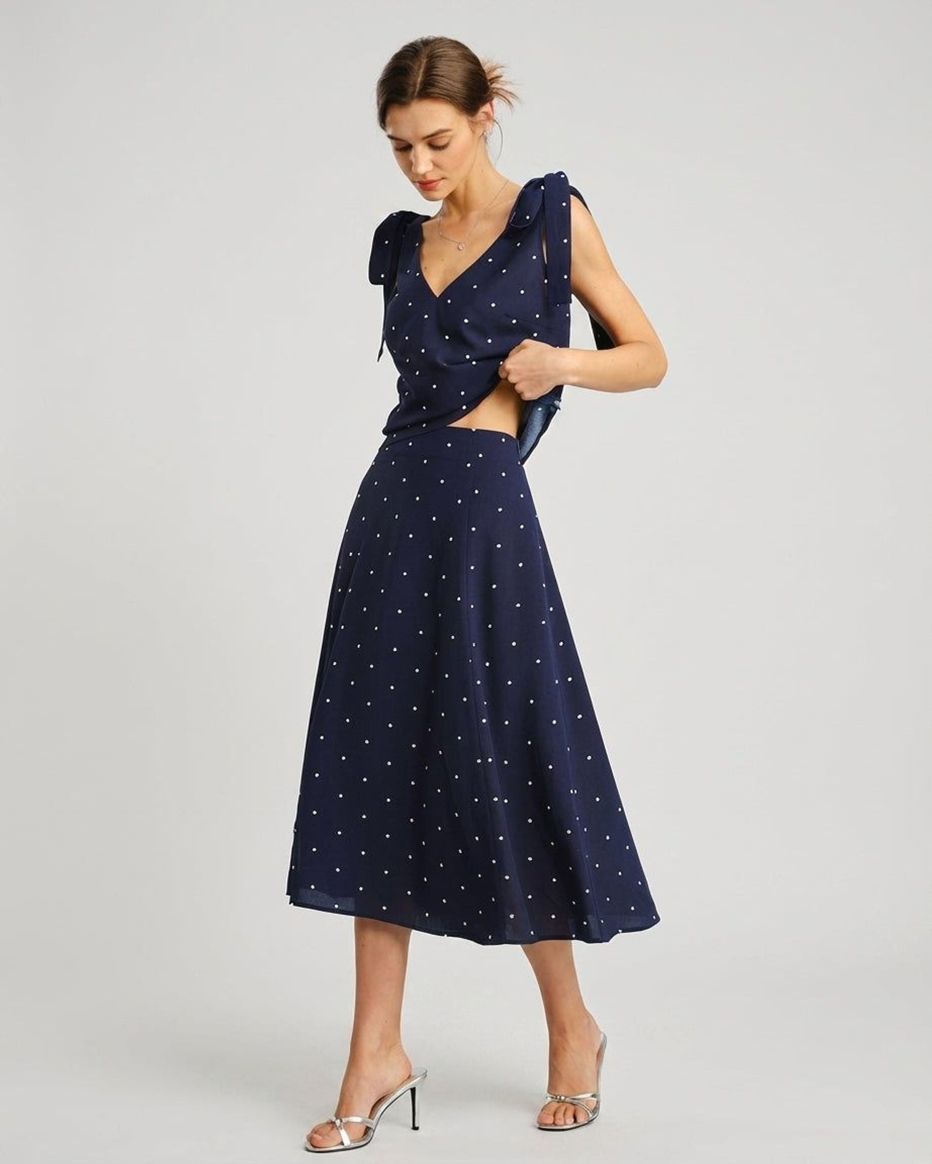 Elodie Vare | Women's A-Line Navy Midi Skirt