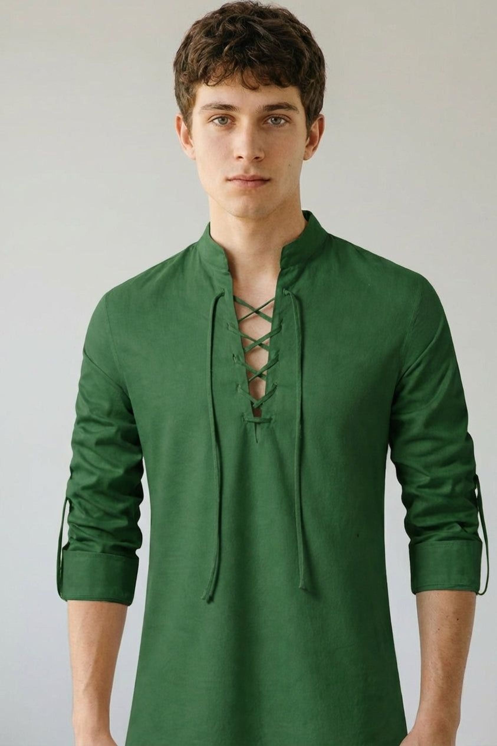 Lorian Vex | Men's Lace-Up Long Sleeve Shirt