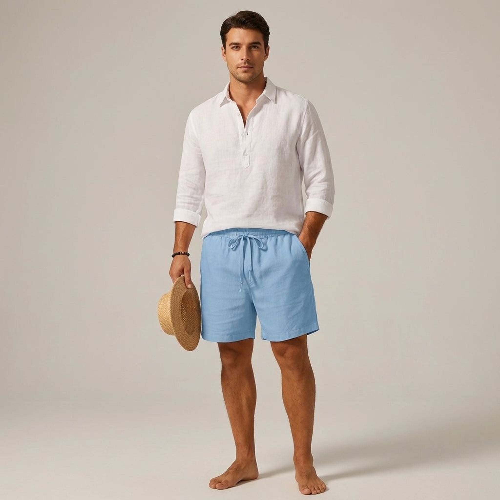 Luca Vex | Men's Casual Cotton-Linen Blend Shorts