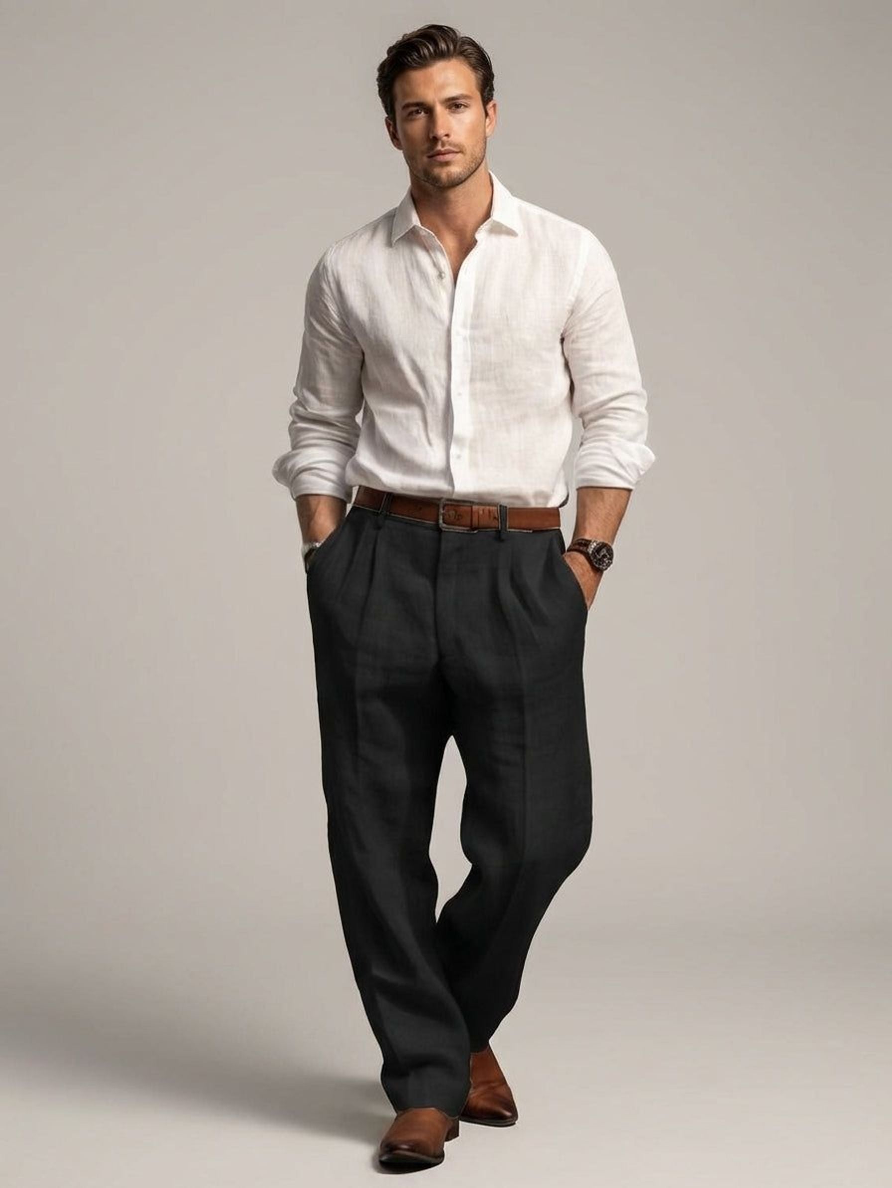 Luca Fint | Men's Relaxed Fit Linen Trousers