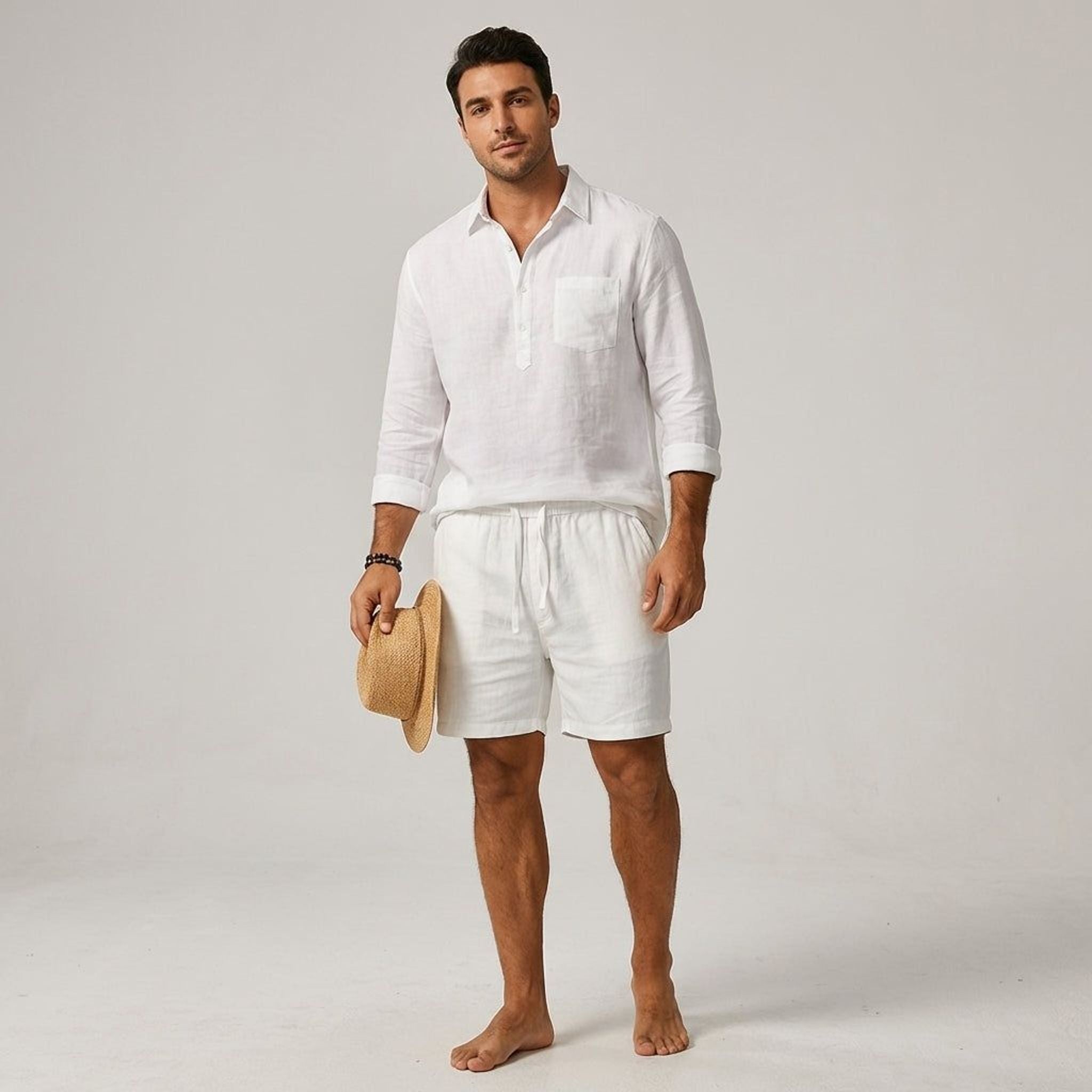 Luca Vex | Men's Casual Cotton-Linen Blend Shorts